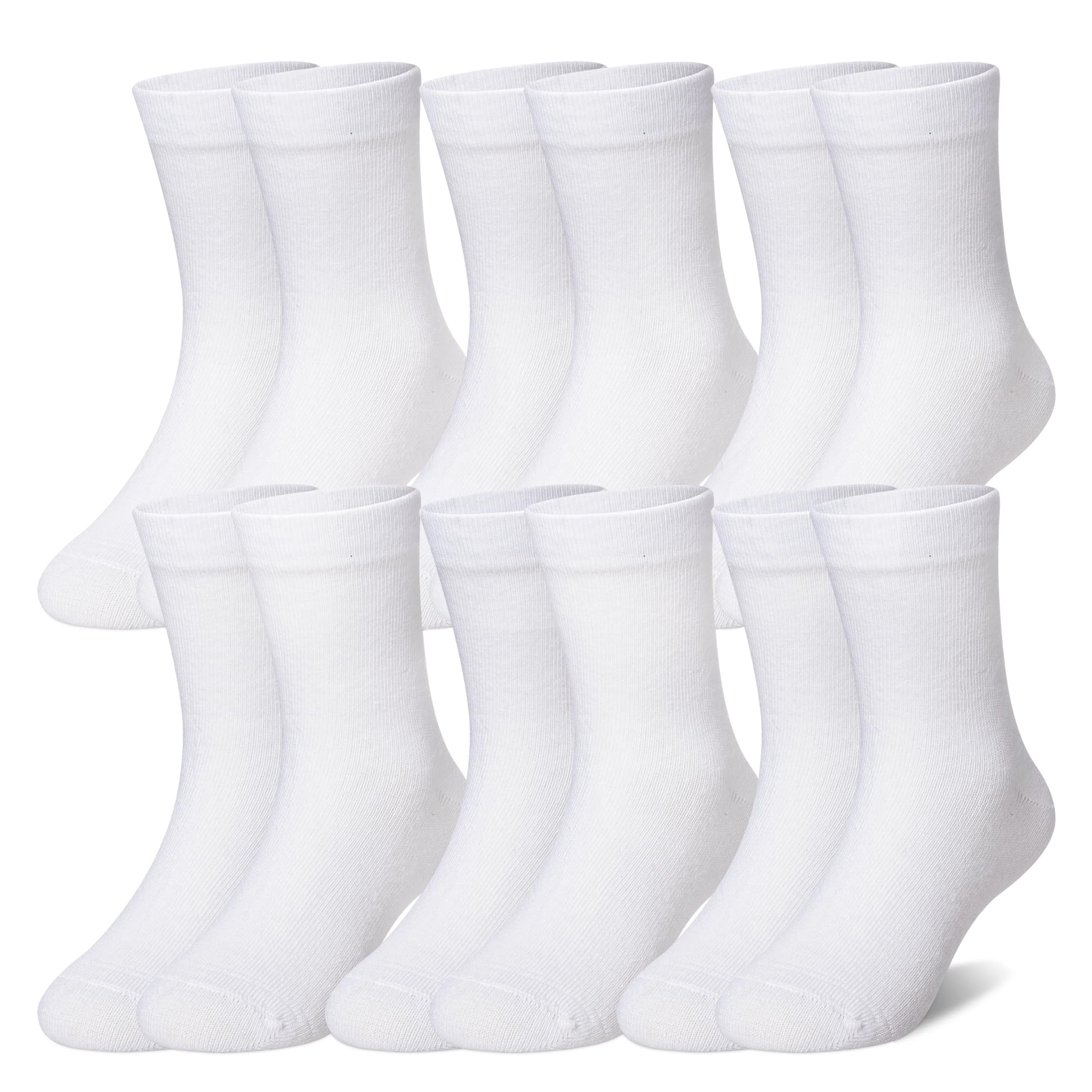 Eocom Girls Socks Little Kids Crew Socks Cotton Cute Youth Dress Socks 6 Pairs