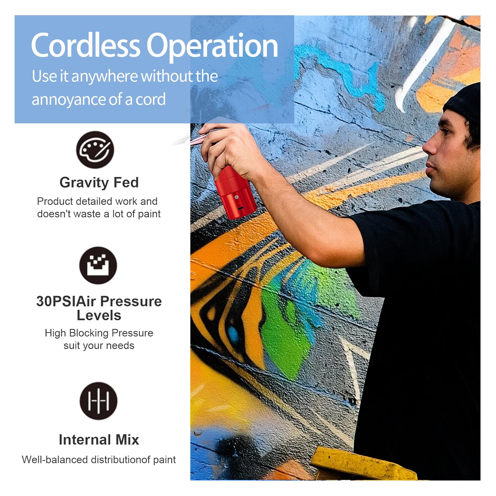 Kit de aerógrafo portátil con compresor de aire, aerógrafo para uñas, compresor de aerógrafo, máquina de aerógrafo de alta presión, mini cepillo de aire de mano (rojo)