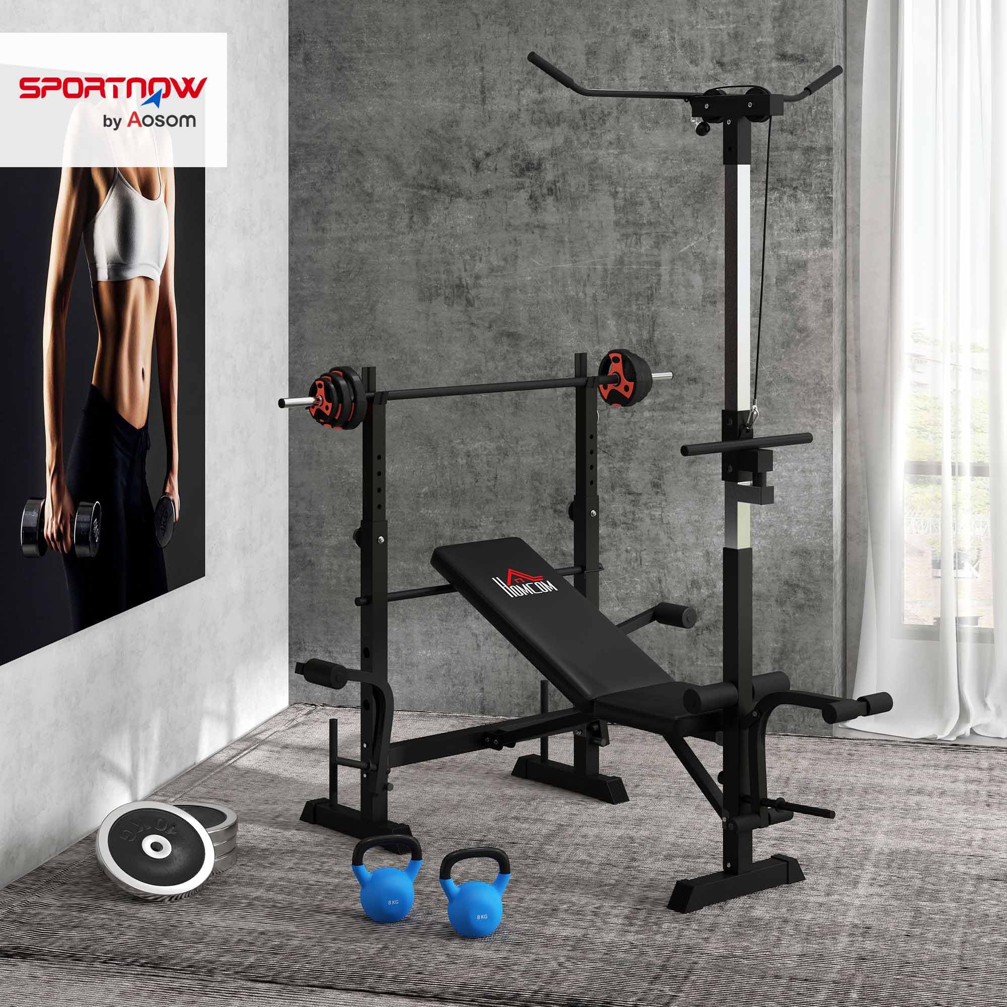 SPORTNOW Juego de Barra de Pesas 20 kg Set de Pesas Ajustables con 6 Discos 1,25 kg 2,5 kg 5 kg y 1 Barra Juego de Mancuernas para Entrenamiento Culturismo en Gimnasio Casa Ø27x140 cm Negro y Rojo