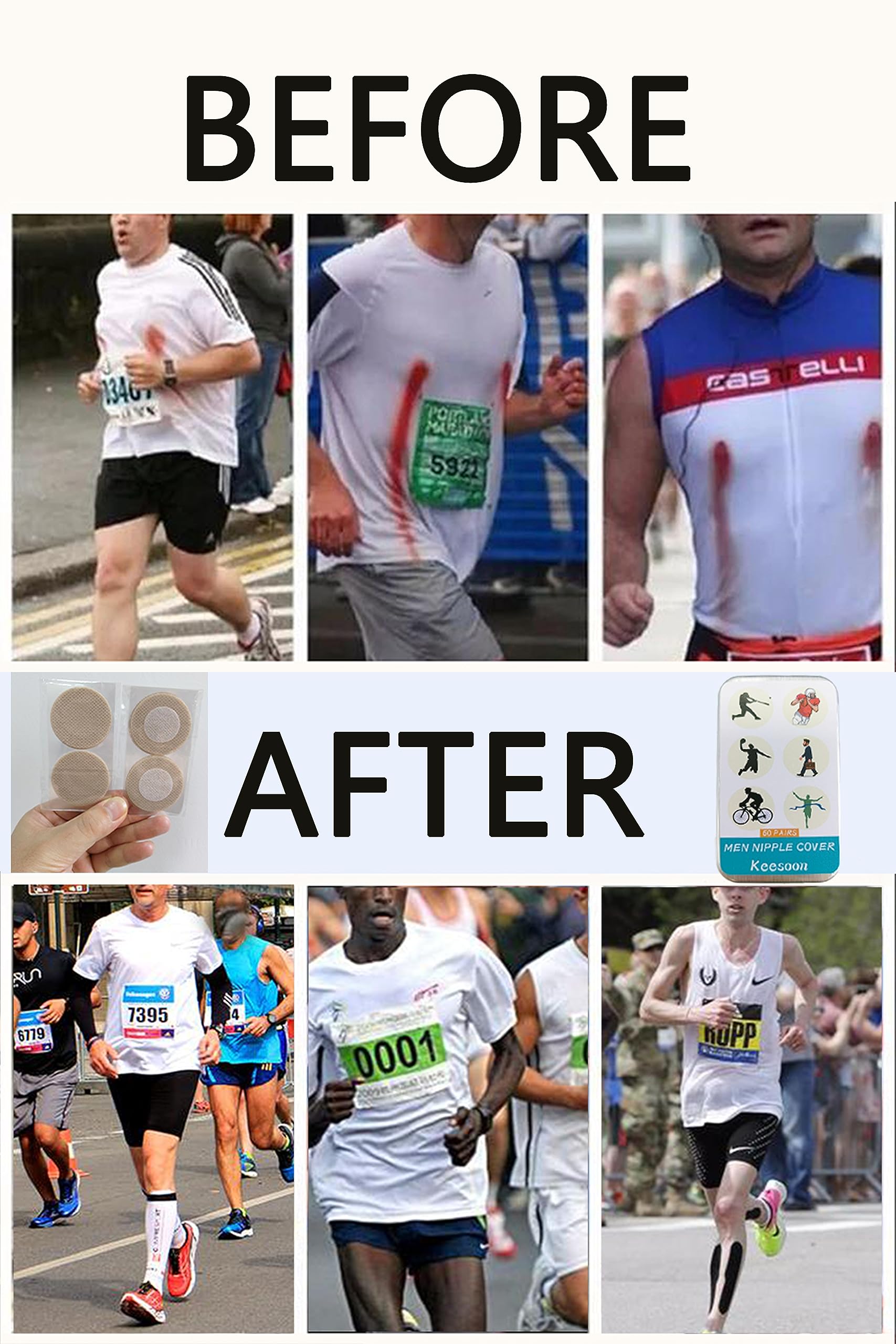 Keesoon Nipple Cover For Men - Anti-Chafing Products for Runners - 50 Pairs?100 Pieces? Included Nipple Stickers for Runners Beige