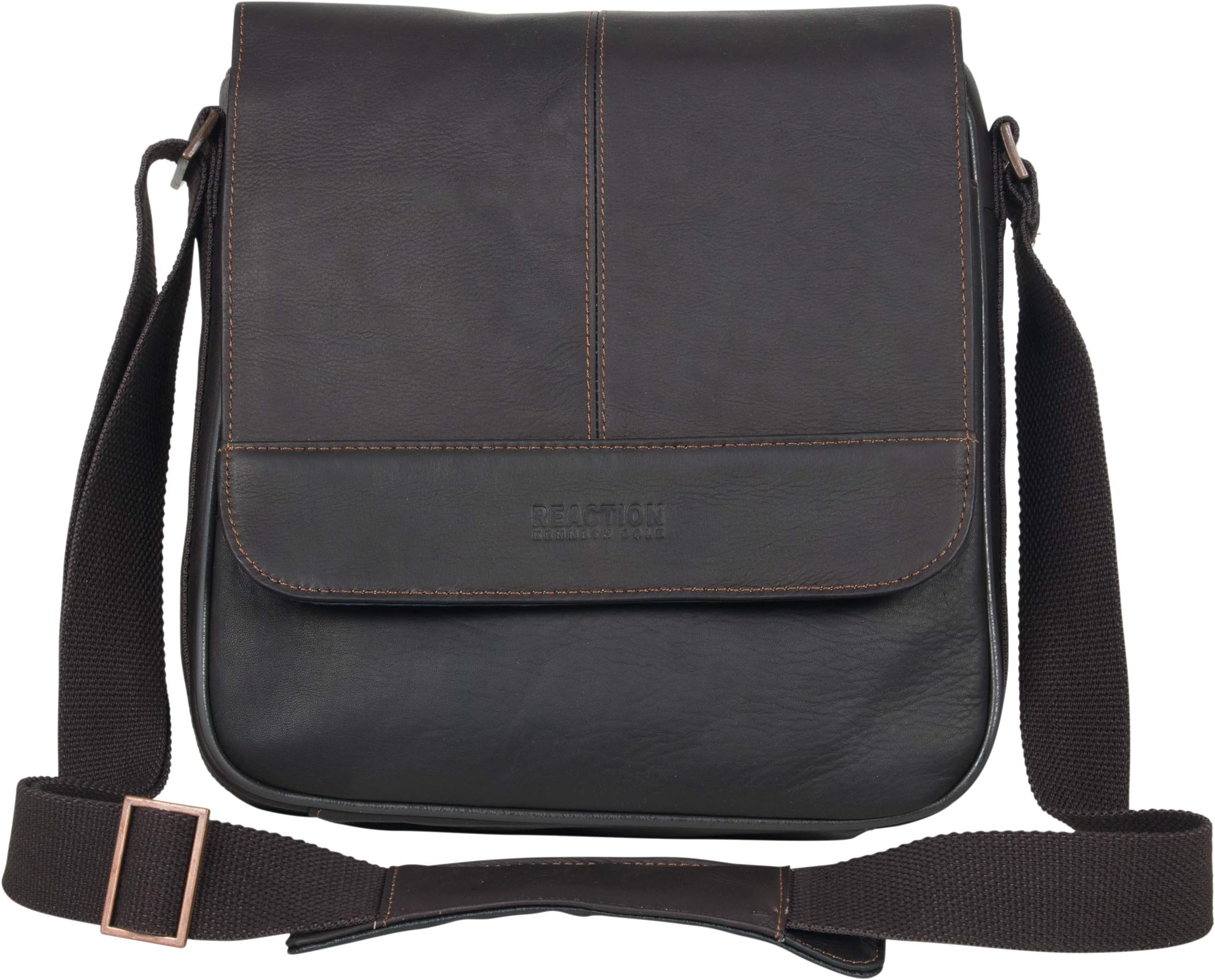 Kenneth Cole REACTIONManhattan Colombian Leather Laptop/Tablet RFID Flapover Travel Messenger Bag