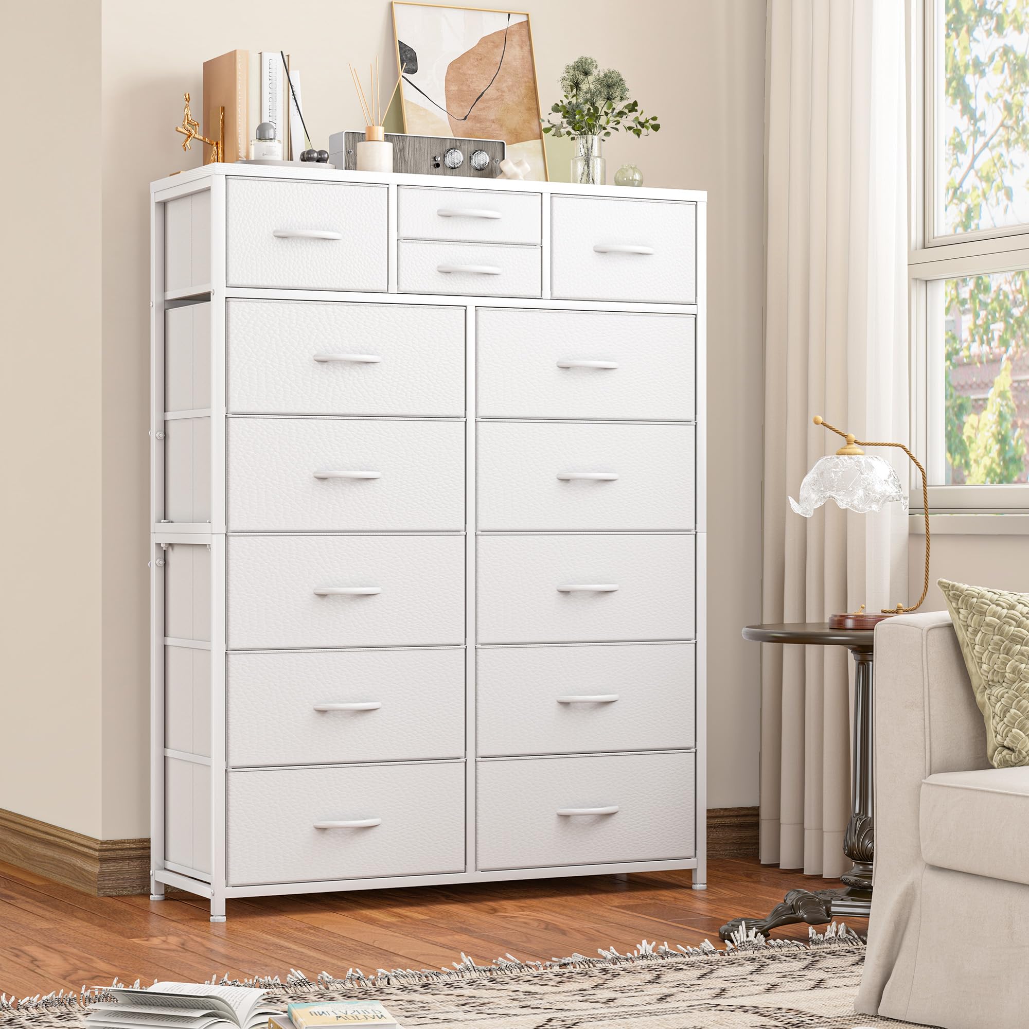 white christmas dresses Snhomee 5-Drawer Tall Dresser with LED Lights & Shelves – Modern Stora –  snhomee main image 0