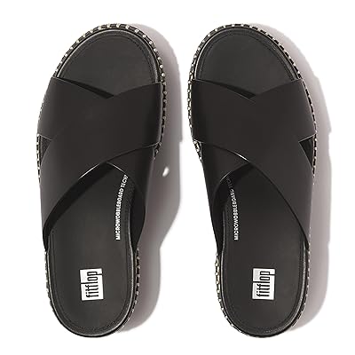 FitFlop Eloise Espadrille Leather Wedge Cross Slides Women