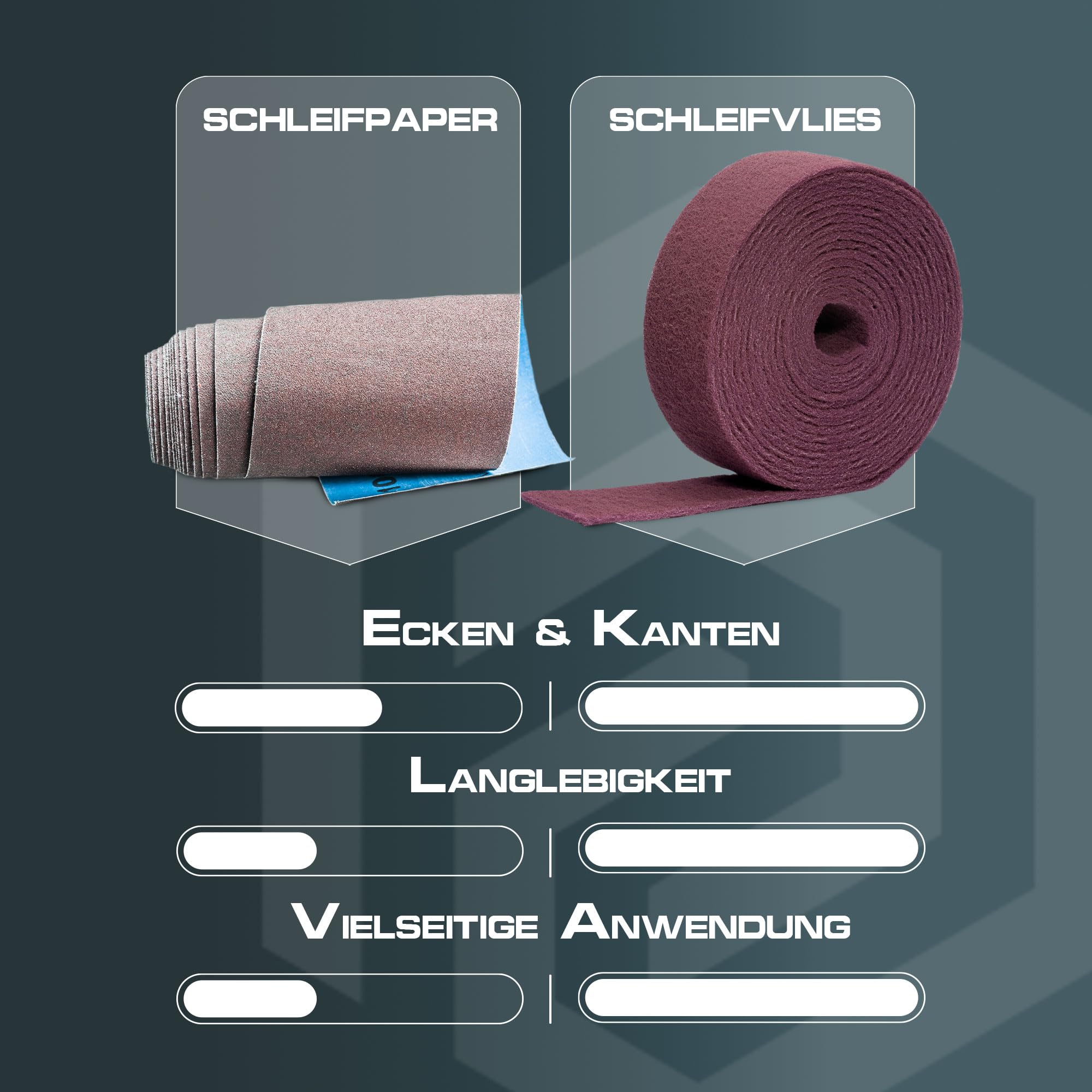 PICTORIS Włóknina ścierna – Made in Germany – 10 m x 100 mm – ziarnistość 280 – bardzo trwała dzięki unikalnej impregnacji – polar szlifierski/podkładka szlifierska do drewna, metalu, stali