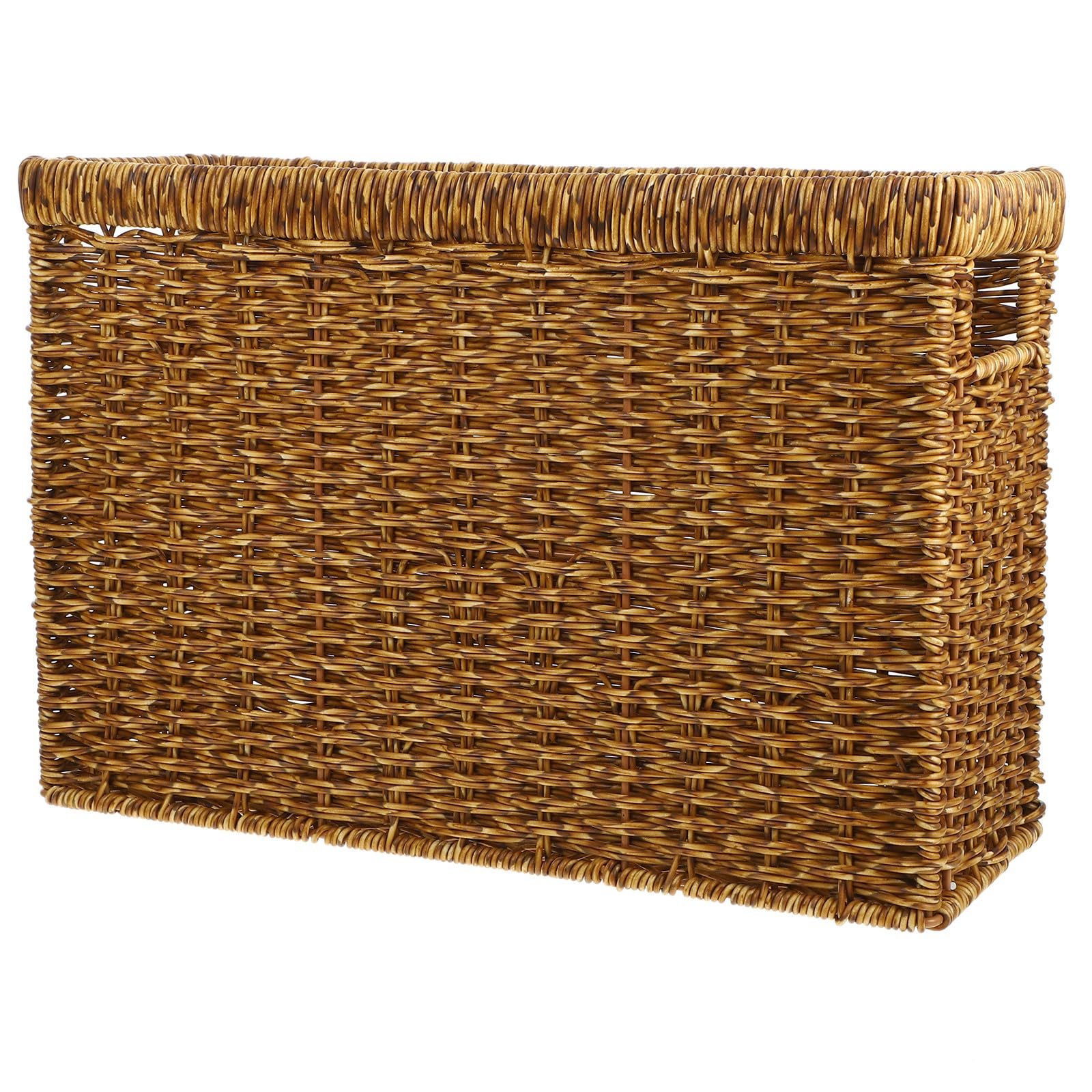 Gewebter Korb mit Griff aus Kunststoff Rattan für Kleinigkeiten | Einschulung Feier, Holzkorb Aufbewahrung, Regalkorb Geflochten, Körbchen Geschenk