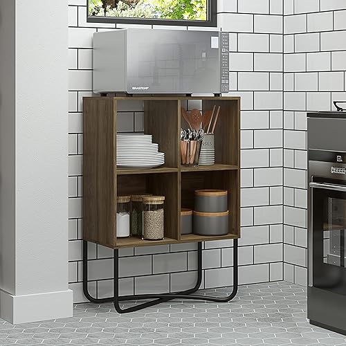 Miniatura 12 de Techni Mobili Estantería de 2 niveles, almacenamiento en cubos para sala de estar u oficina en casa, estantes traseros abiertos para exhibición o