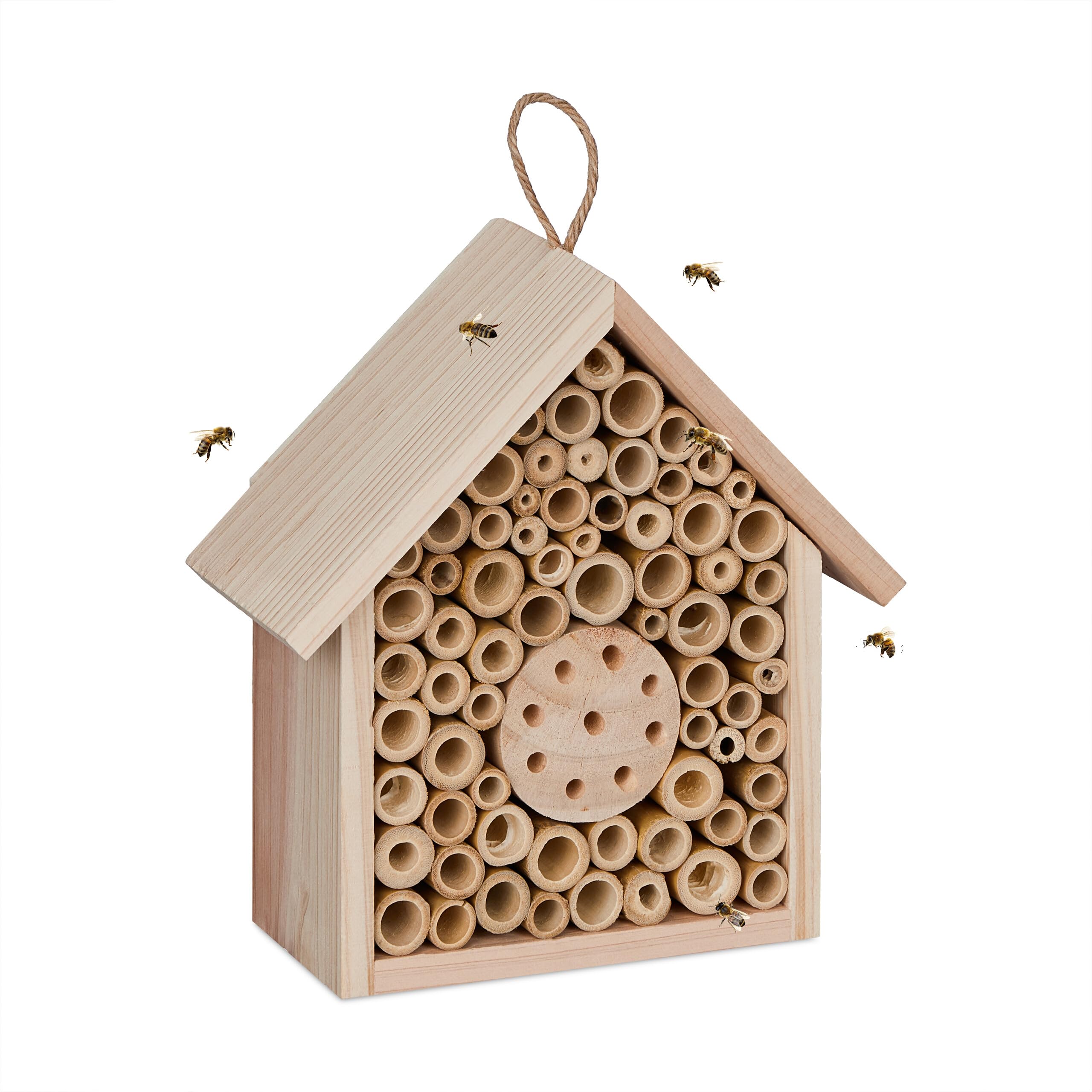 Relaxdays Casetta per Api, Hotel in Legno per Insetti, Giardino e Balcone, da Appendere, 20,​5 x 19,​5 x 8,​5 cm, Marrone
