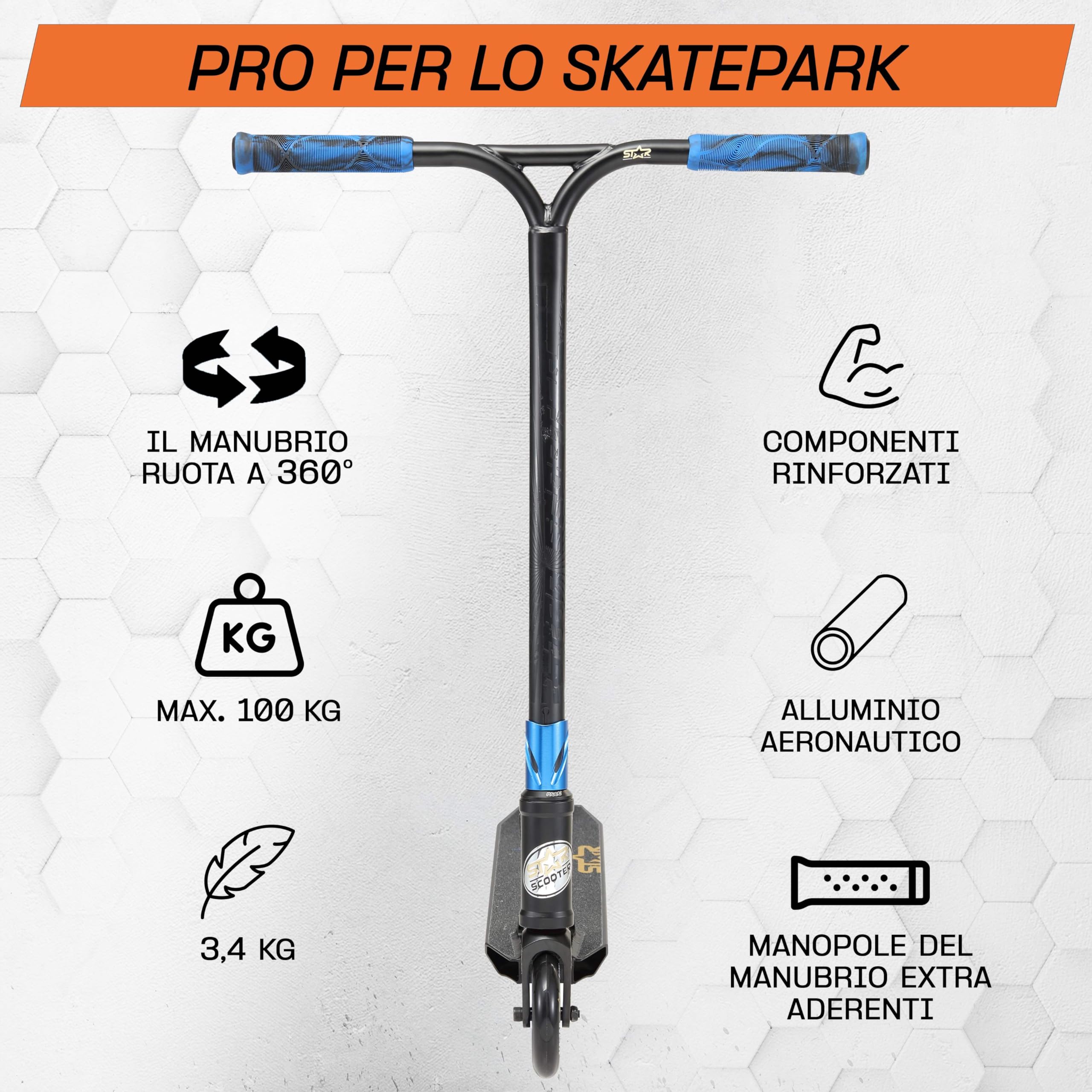 STAR SCOOTER Freestyle Stunt Scooter Professionale Monopattino per Adulti e Bambini da 8 Anni | HIC 110mm PRO
