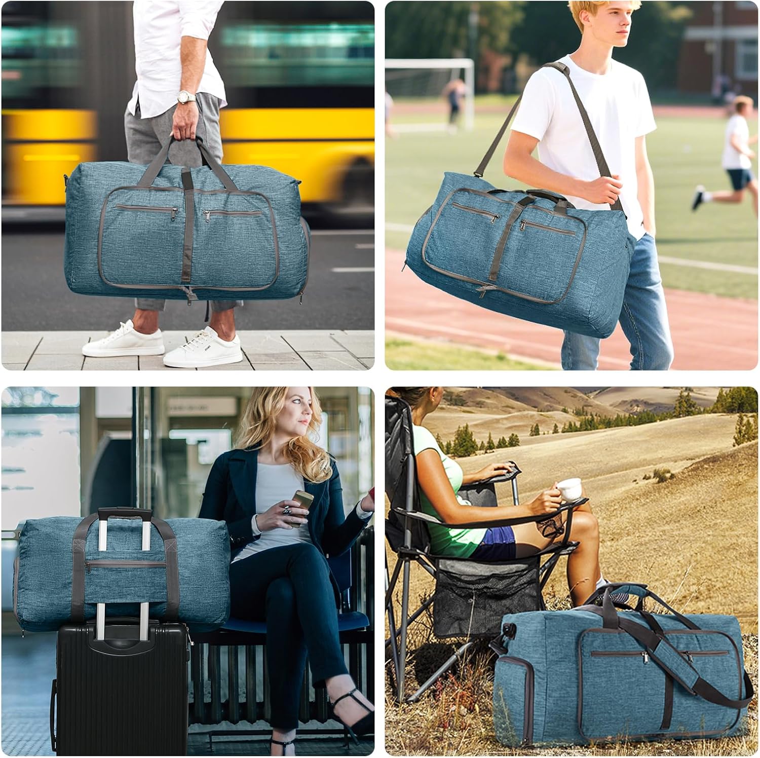Vomgomfom 65L/85L/115L Foldable Travel Duffle Bag, Lightweight Checked Luggage with Shoe Compartment, Water-Resistant Weekender Overnight Bag for Men & Women - Image 9