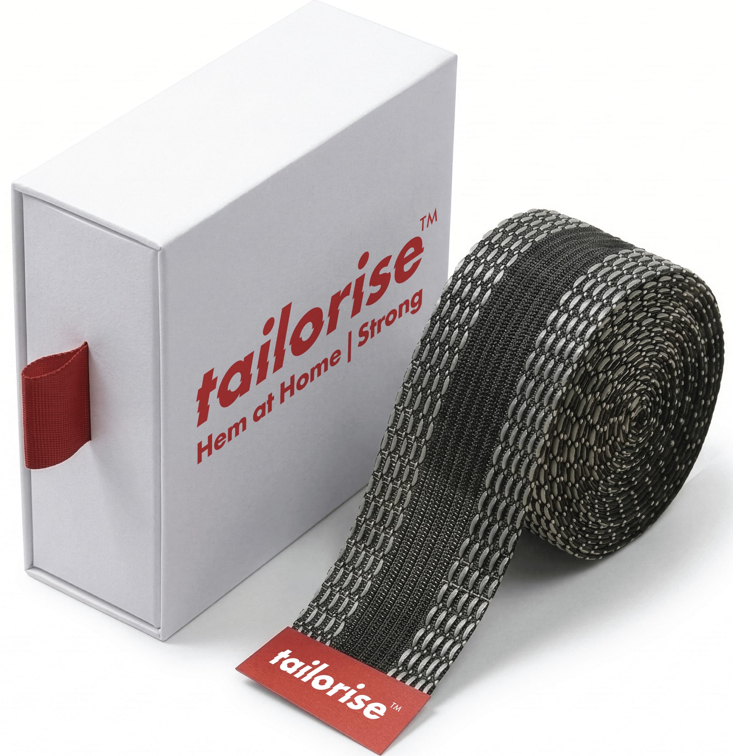 Tailorise™ - Hem at Home Strong - 5m - Hemming Web - Hemming tape for curtains & trousers - Wonderweb hemming tape - No Sew Hem Tape - Wonder web iron on extra strong - Washable Hemming Web (Black)