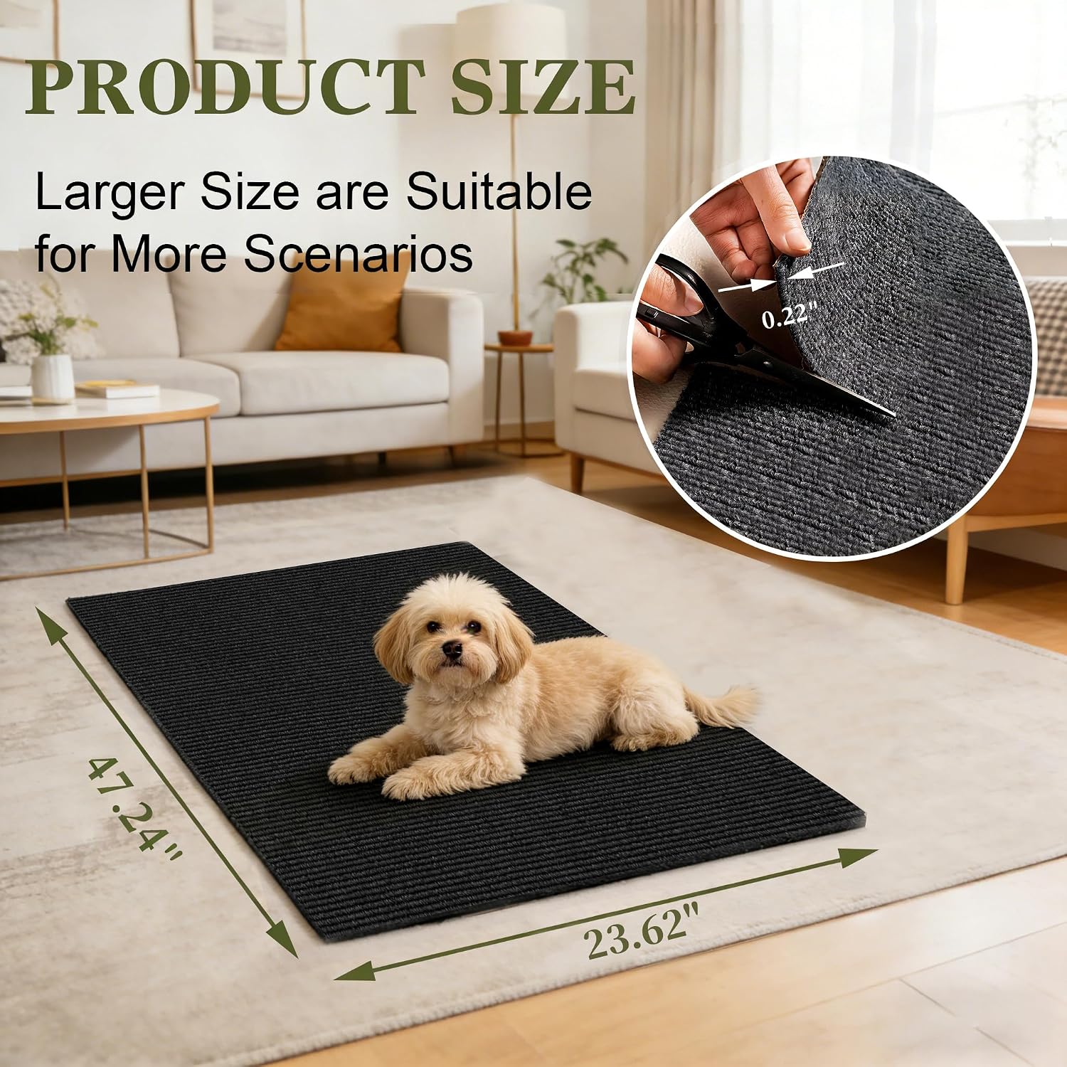 Mat for Under Dog Crate Washable Dog Crate Mat Pet Mats for Floor Waterproof Dog Mat Non-Slip Pads for Kennel Training Protect Floors (47" x 24" x 0.22")