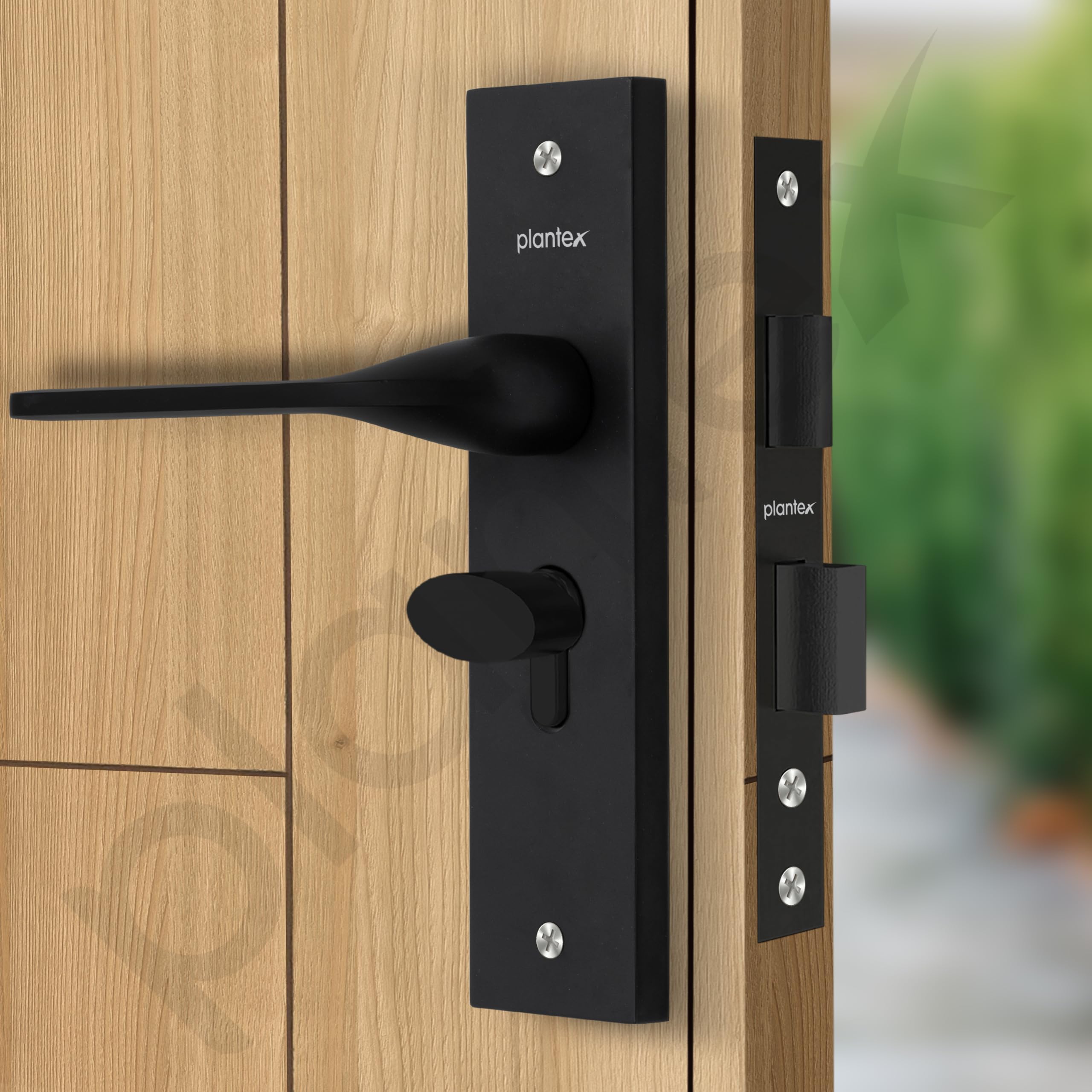 Plantex Heavy-Duty Door Lock Set - Main Door Lock Handle Set/ 6-Lever Lock Mechanism Mortise Lock with 3 Keys, Brass Lock Body & Cylinder (8060 - Z-Black) 4