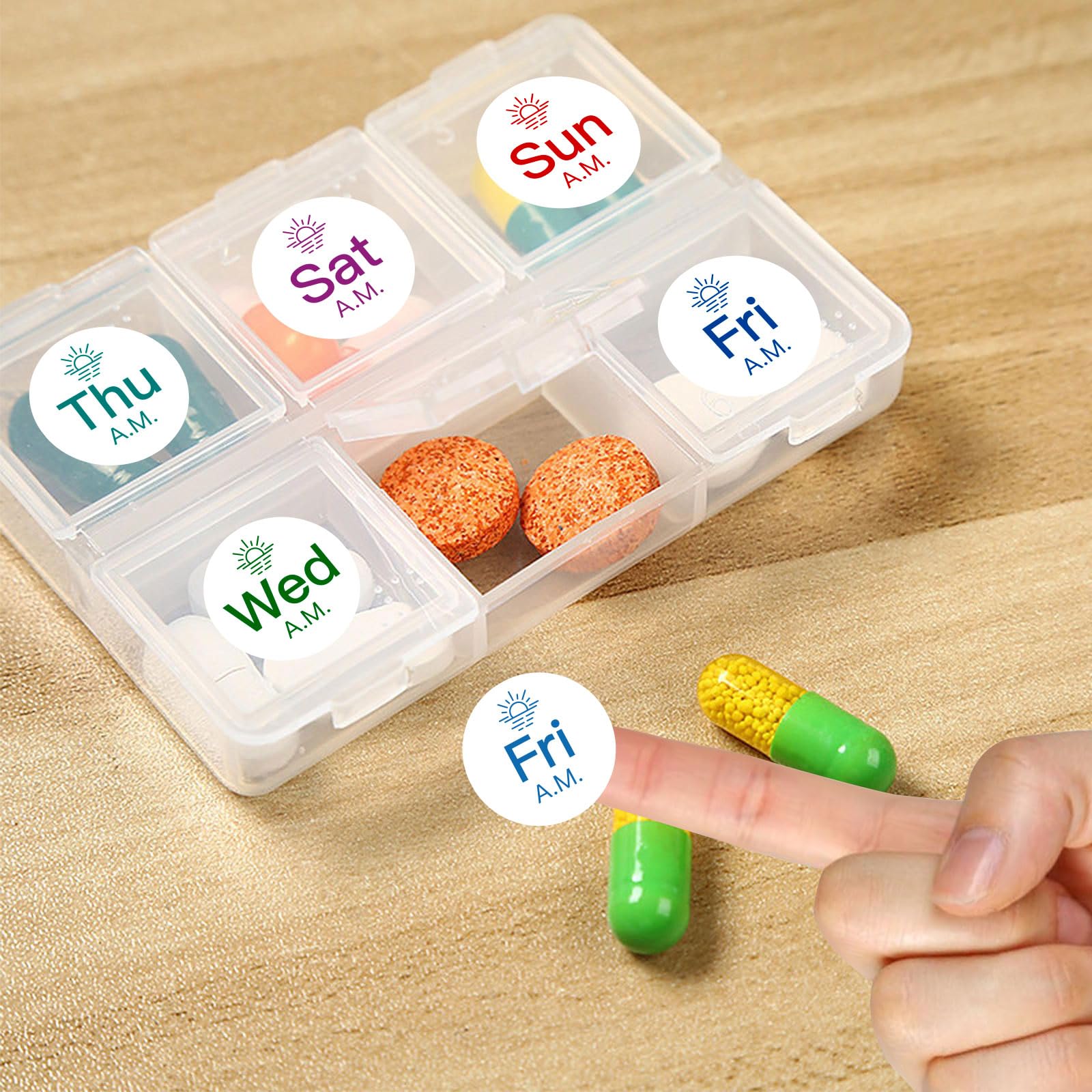 420PCS Medication Instruction Labels,7 Day Morning Noon Evening Bedtime Medicine Reminder Stickers for Pill Boxes and Containers,with Blank Writable Tags (0.75 Inch) — Amazon image 2