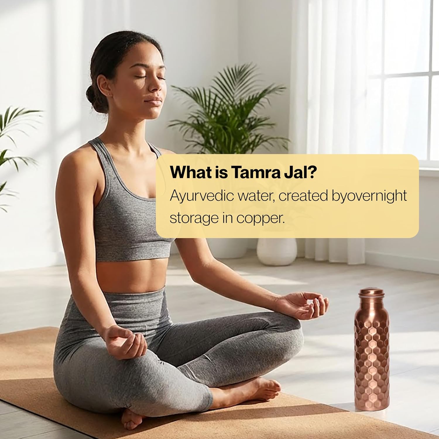 Alpha Living Home 100% Ayurvedic Copper Water Bottle 32 oz with Brush - Hand Honeycomb Design Pure Copper Bottle for Drinking Water, Leak-Proof Cap, Healthy & Eco-Friendly Metal Flask for Daily Use - Image 6