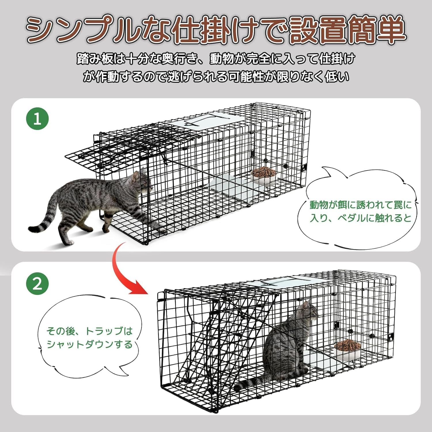 Amazon | Vevesoas 捕獲器 猫 安全 踏み板式 トラップ 動物用 猫の保護