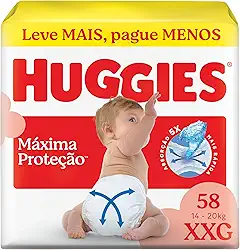 Fralda Descartável Huggies Máxima Proteção Tamanho XXG 58 unidades – Nova Supreme Care fralda aberta com tecnologia Xtra-Flex, canais em X que se adaptam aos movimentos e máxima proteção sem fralda caída (embalagem pode variar)