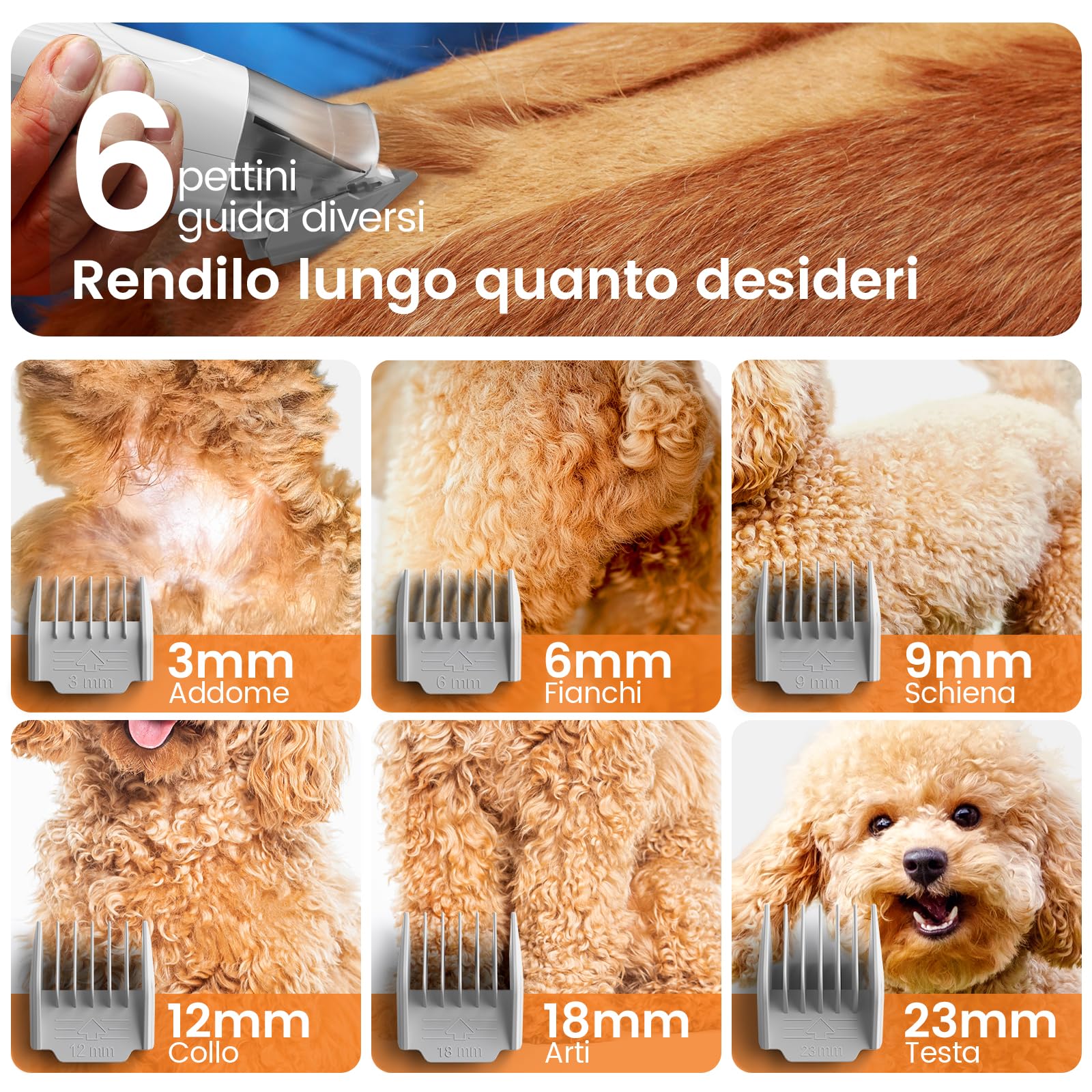 oneisall toelettatura e aspirazione a Vuoto per Animali Domestici, Tosatrice per Cani e Gatto Pelo Lungo Professionale, 7 Strumenti per la toelettatura Per la depilazione di cani e gatti (1,5L)