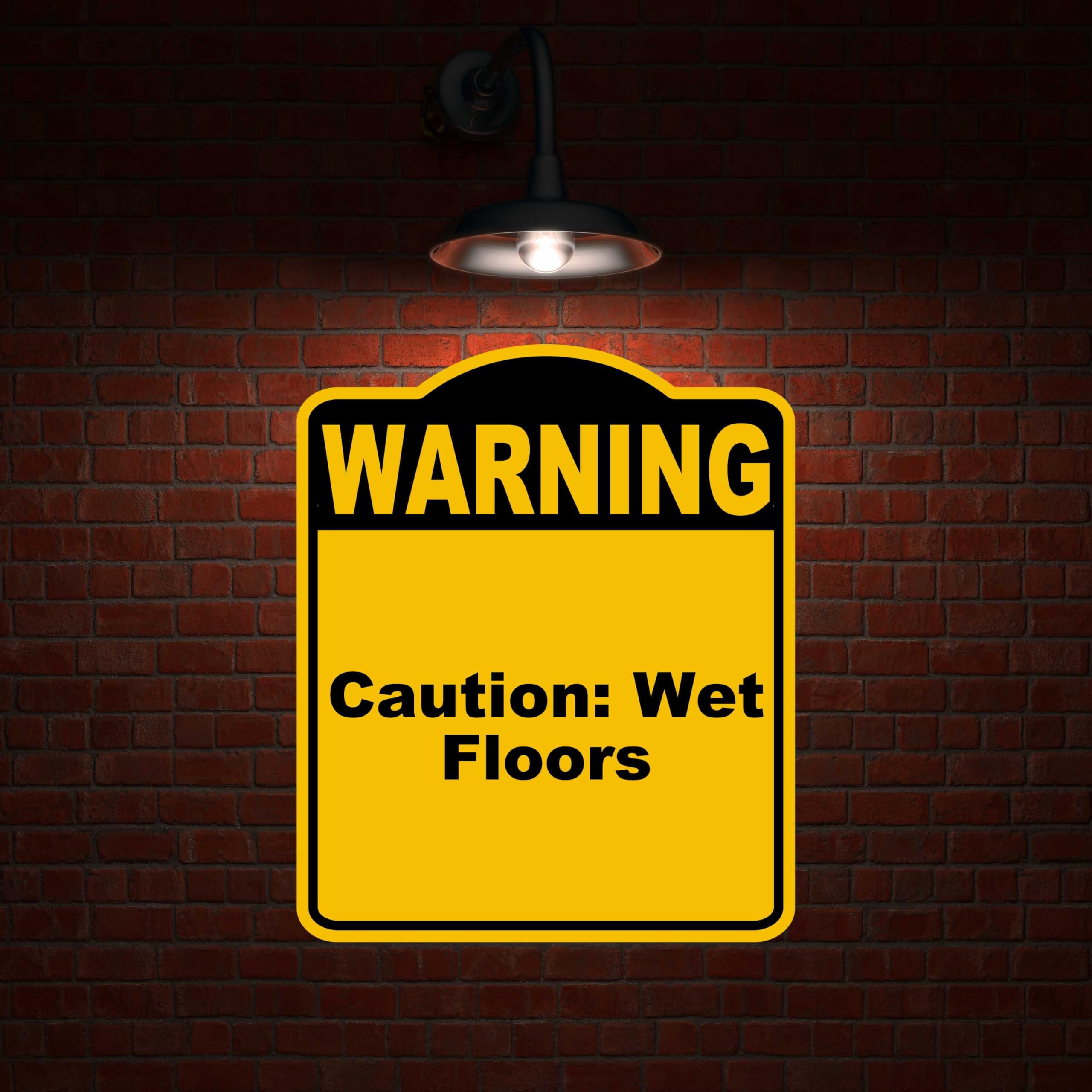 Caution Wet Floors Warning Yellow Black Aluminum Composite Sign 8.5 x 10 inches