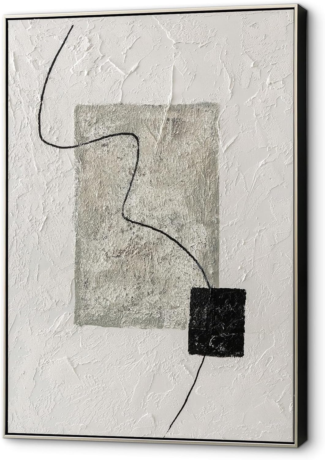 Pigort Abstract Wall Art for Living Room, Minimalism Geometry Large 3D Textured Modern Wall Art Painting for Bedroom Guest Room Hallway Home Office 27"x39"