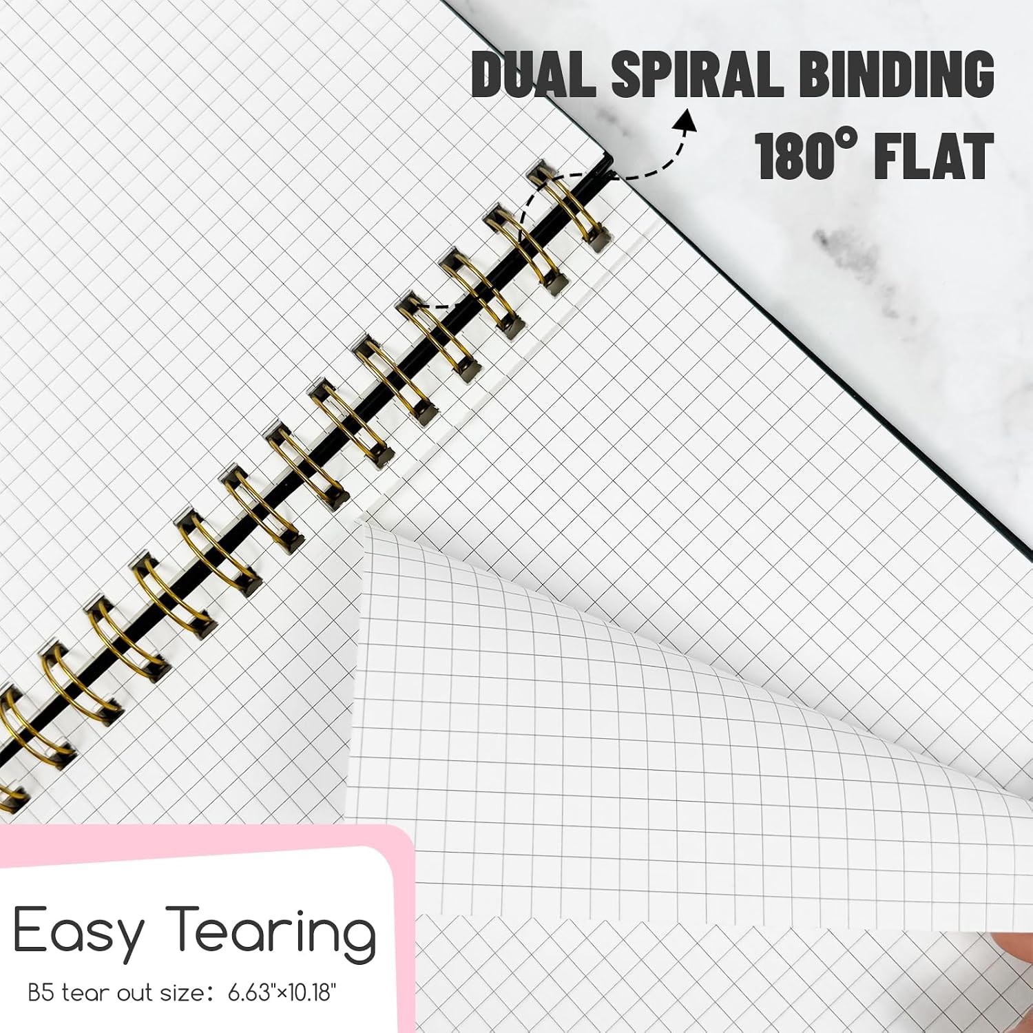 Graph Spiral Notebook-B5 Grid Journal 7.48" X 10.18",Mint Green Hardcover Graph Paper Notebooks 4 Pack 160 Pages 100GSM for Note Taking Engineering Graphing Work School Supplies