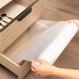 KINLO Tapis de Table pour Maison et Cuisine 45 x 200cm Imperméable Étagère Non Collant Tiroir Anti-dérapant résistant à l'humidité Tapis de Tiroir pour Réfrigérateur Pour Armoire/ étagère Transparent