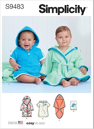 Simplicity Kit de patrones de costura para bebés, código S9483, tallas XXS-XS-S-M-L, multicolor