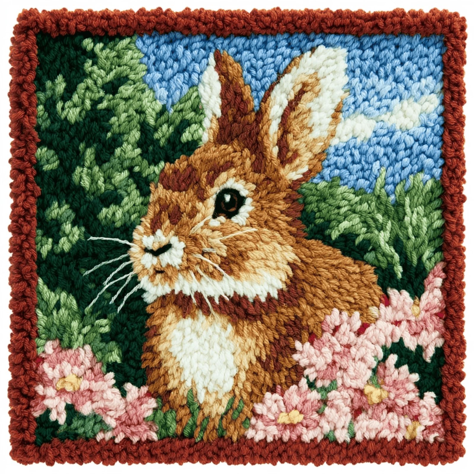 DIY Latch Hook Pillow Kit,Cushion Cover Making Kit,43x43 cm,Rabbit