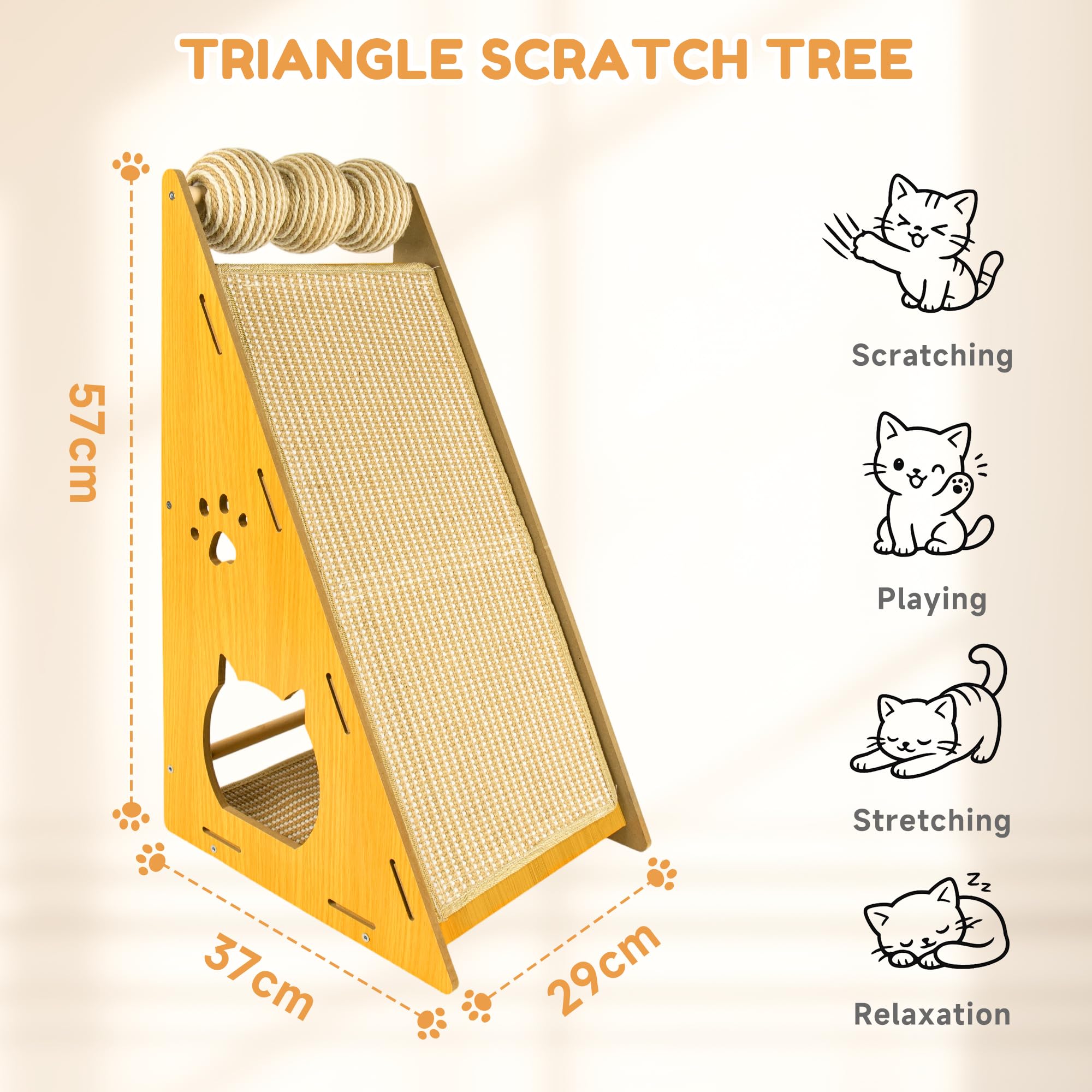 Rascador para Gatos – Versátil rascador Gato de Madera Maciza con Poste de sisal, Ideal como rascadores de Gatos o Accesorios para Gatos