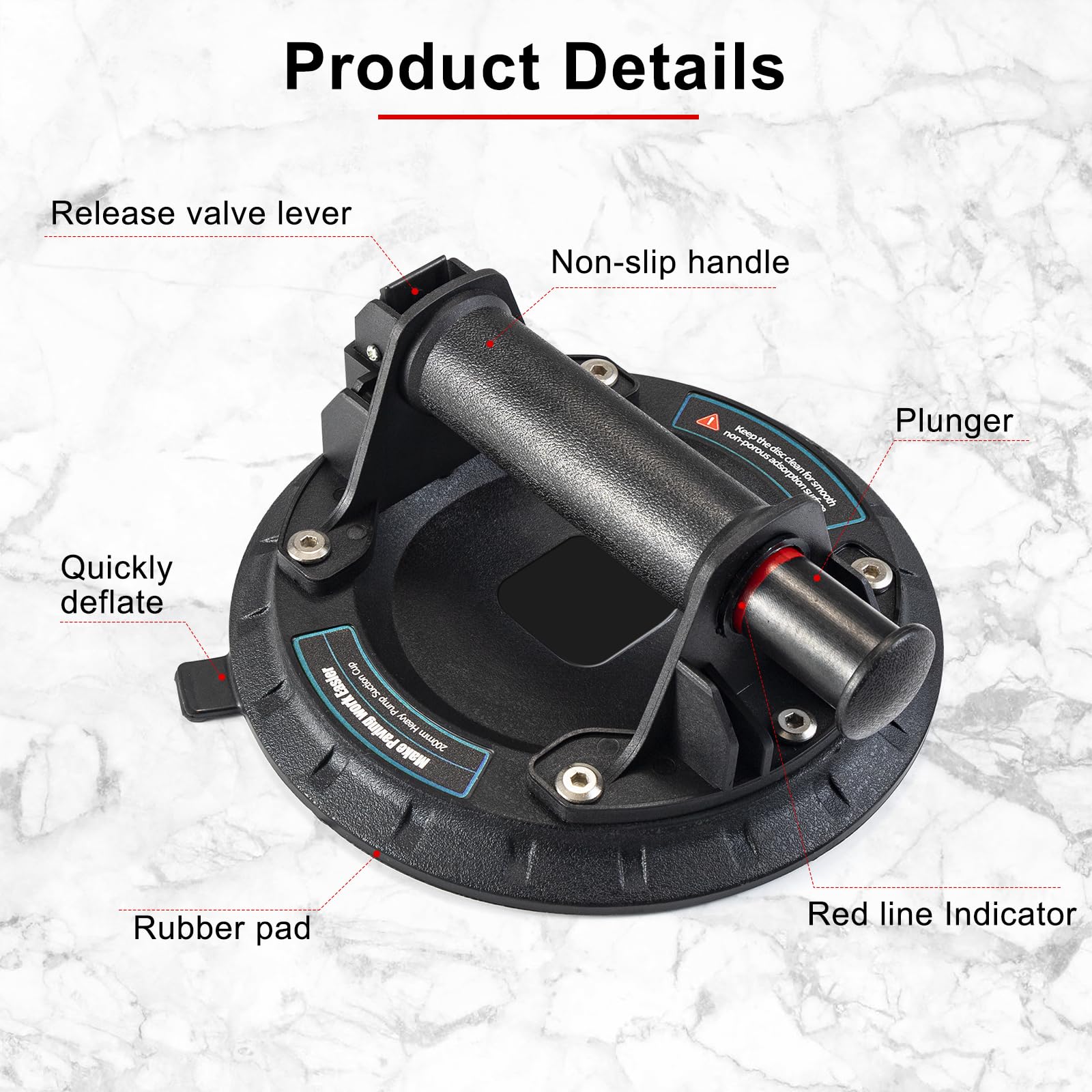 Yesland 2 Pack Glass Suction Cups - Heavy Duty Iron Puller