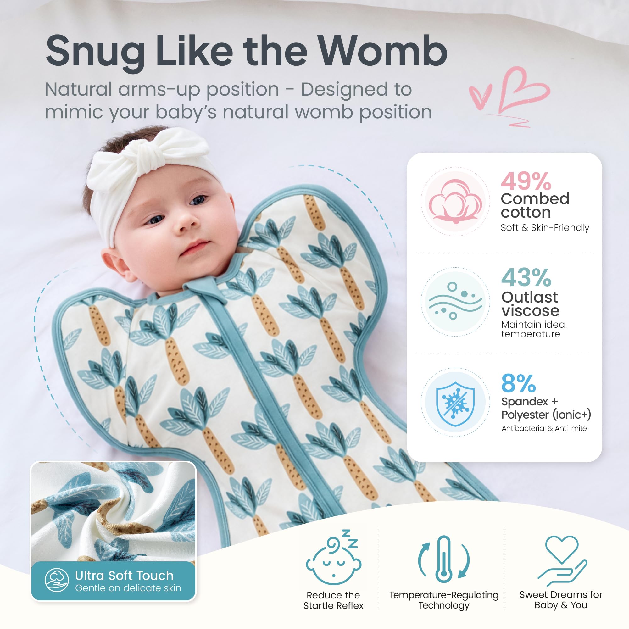 i-baby Schlafsack Baby 1 TOG, Pucksack Baby 3-6 Monate mit 2-in-1 Verstellbare Arme-Schlafsack mit Outlast® Technologie, Swaddelschlafsack mit Doppelreißverschlus für Neugeborene Baby