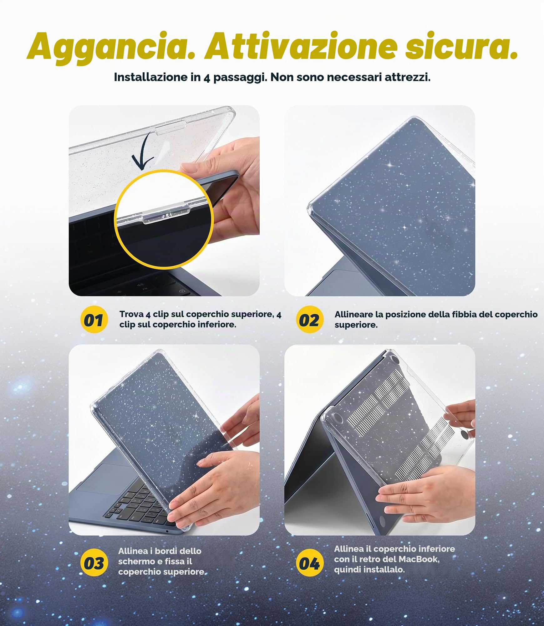 NEWZEROL Cover Compatibile con MacBook Neo, Antigraffio e Antiurto, Ultra Sottile, Custodia Rigida in Plastica Glitterata per Macbook Neo 2026 - Transparente