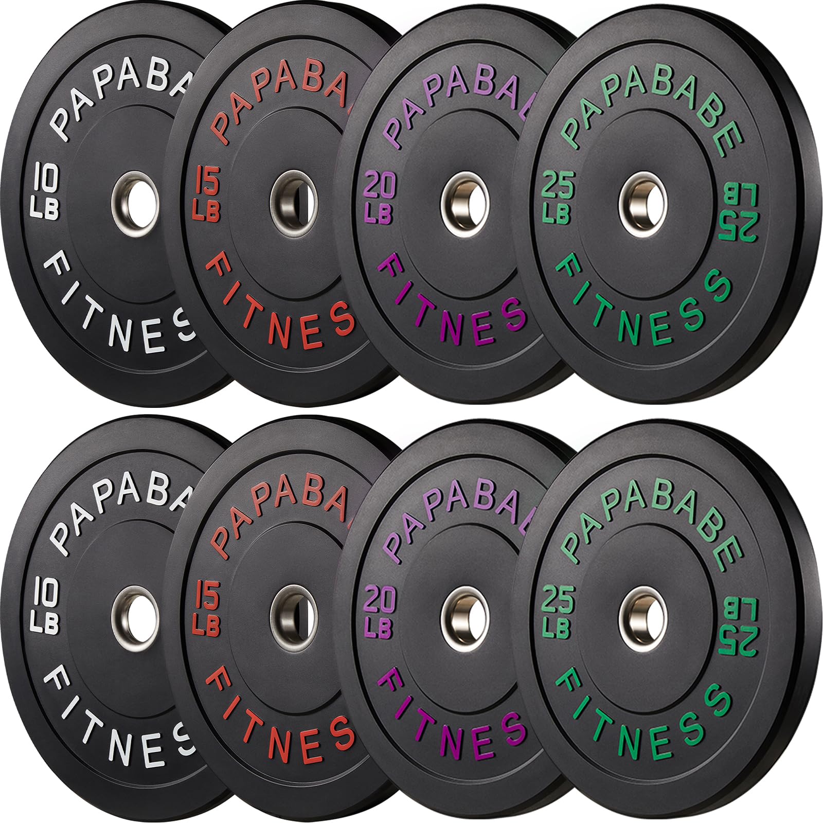 Papababe Weight Plates, 2-Inch Weights Plates Set, Floor Protective Rubber Weight Plates, 10-600lbs Bumper Plates for Barbell Strength Training &