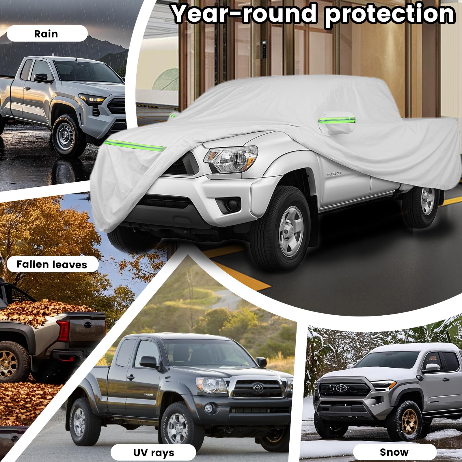 Autoabdeckung für Pickup - Dupont Oxford Ganzgarage für Pickup, Wetterfest, UV-Beständig, Rundum Schutz für Alle Jahreszeiten, Passend für Gängige Pickups wie Hilux, Ranger, Navara, Amarok, Grau