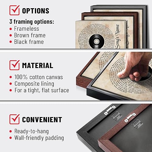 Vista 80 de H-DEWALL Letras de canciones personalizadas, lienzo enmarcado en marrón, música romántica del día de San Valentín, regalo personalizado para marido