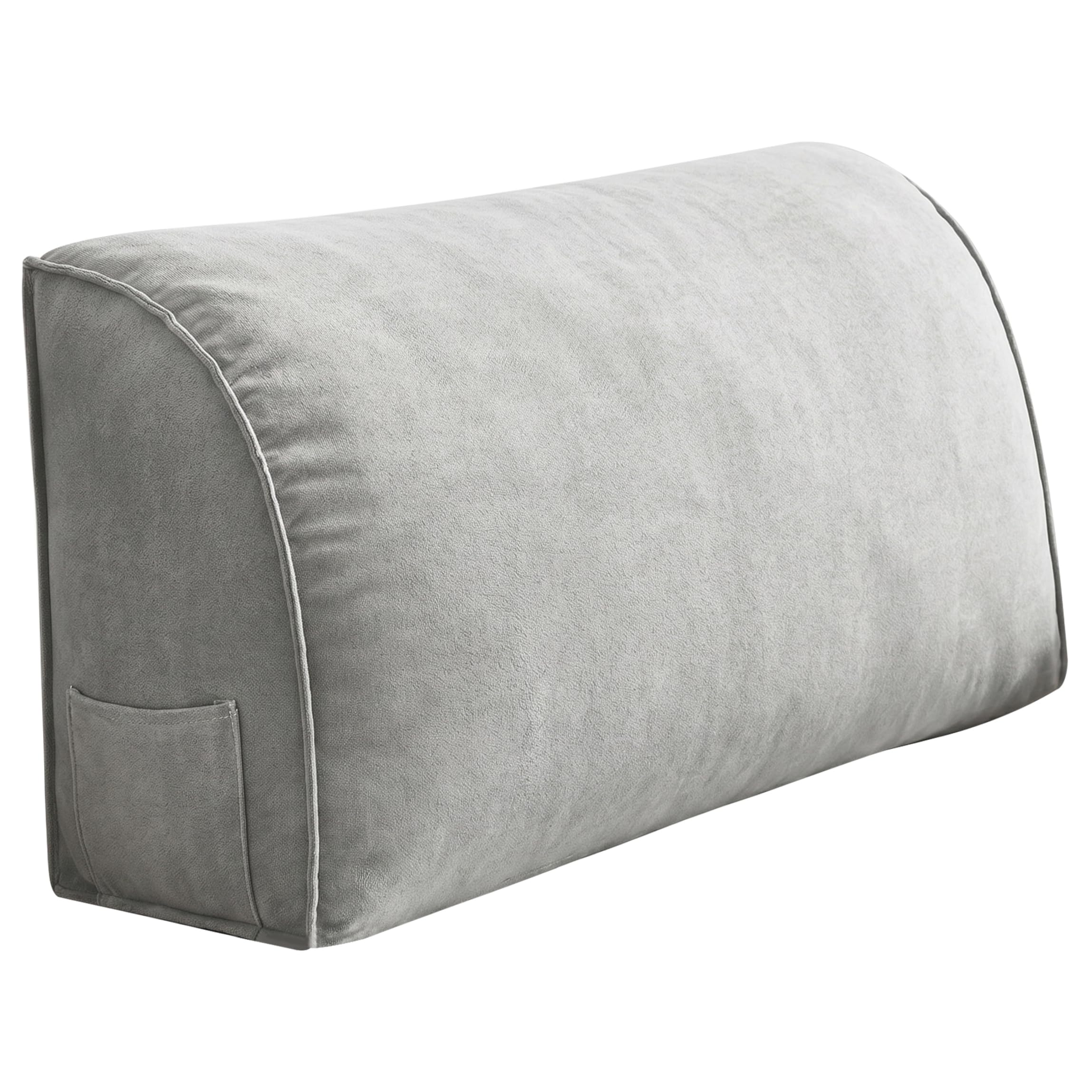 Gemuseeee Lumbar Support Pillow For Couch Curved Couch Back Cushion With Side Pocket For Sofa Bed Gray 27.56x13.78x7.87 Inch