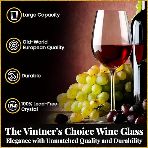 Miniatura 7 de Diseñado y fabricado en Europa, juego de 4 copas de vino grandes de 22 onzas, tallo largo, aptas para lavavajillas, borde transparente, 100% sin