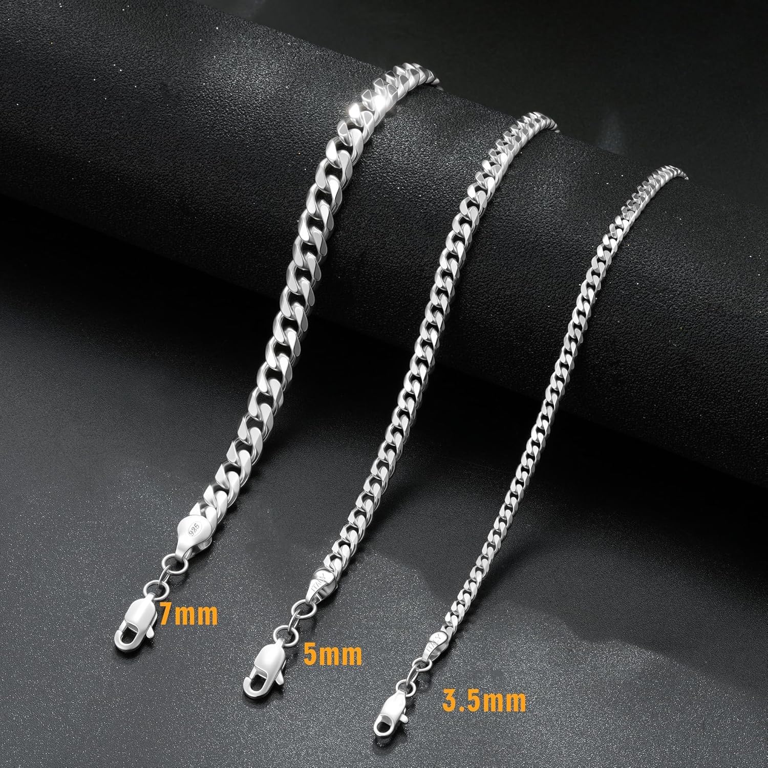 Kette Herren 925 Sterling Silber über Ketten für Herren Statement 7mm Breit Kubanische Kette Männer Lang Wasserfester Schmuck Silber Geschenk Verschiedliche Längen 46/51/56/61/66 CM