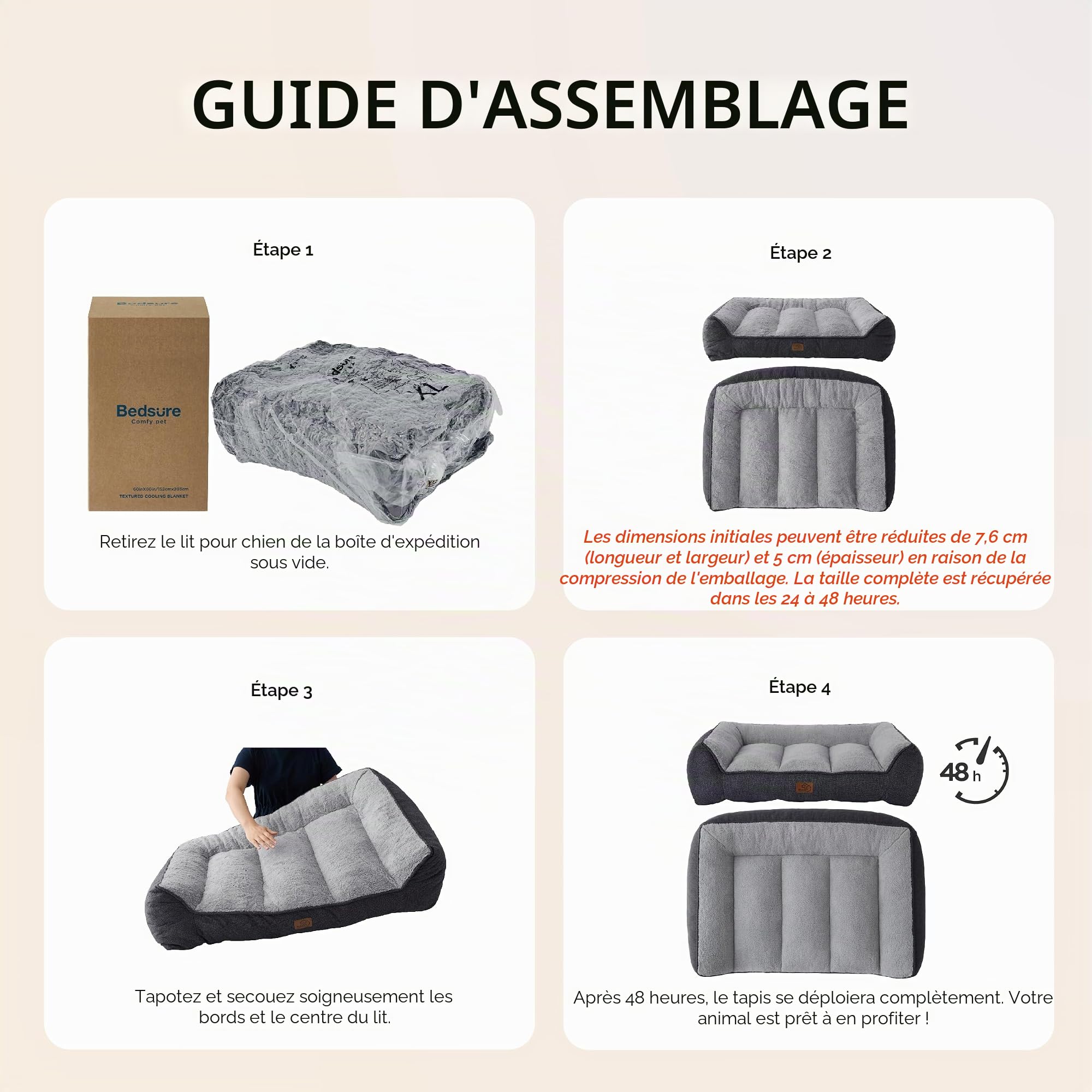 Bedsure Panier Lavable Grands Chiens - 106x76cm Sofa pour Chien Extra Épais et Soutenu avec Housse Imperméable, Panier Antidérapant en Peluche Sherpa Douce, Brun