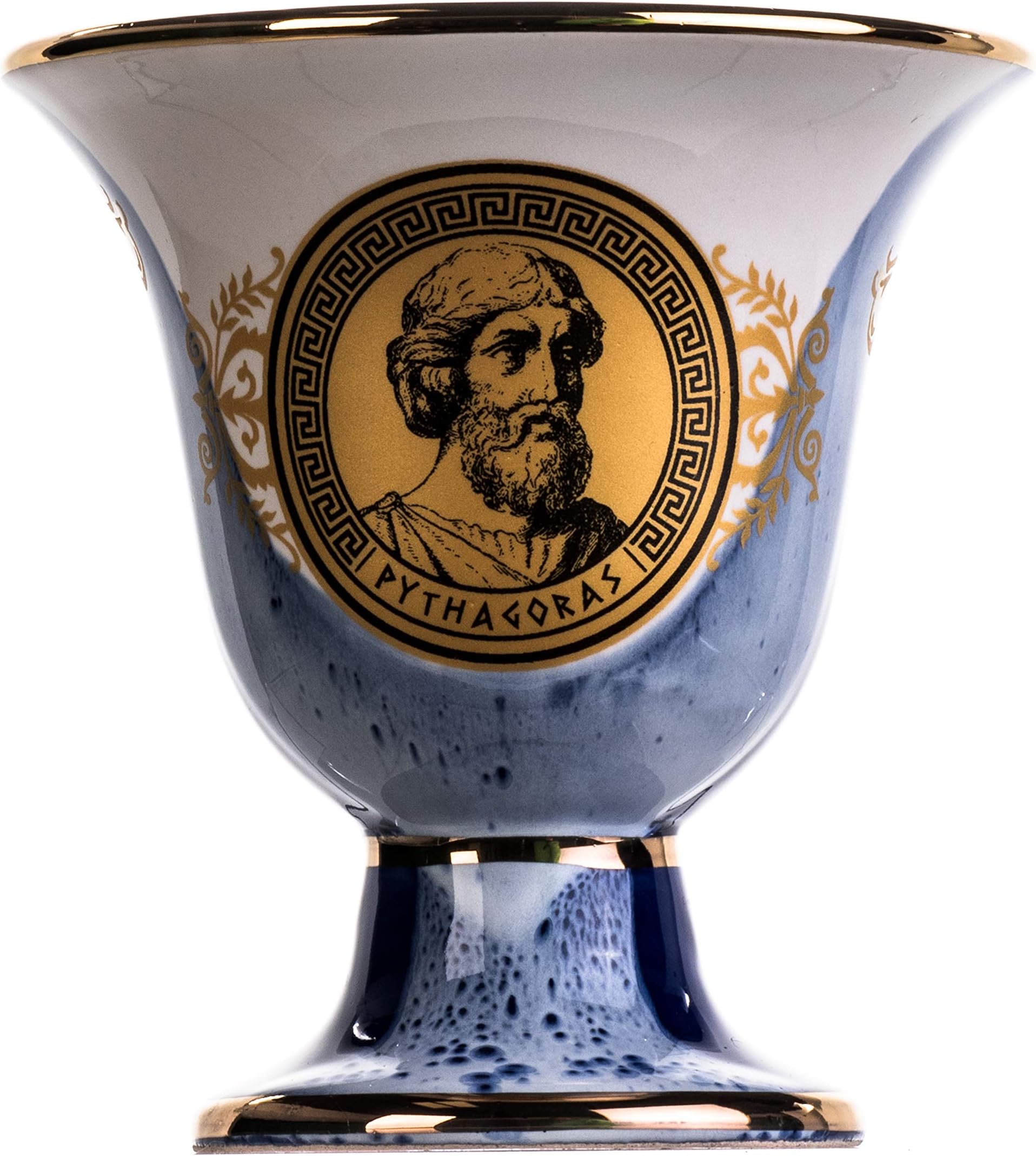 BEAUTIFUL GREEK STATUES Pythagoras Cup of Justice Pythagorean Theorem Fair Mug Ancient Greece Blue Cobalt Usable