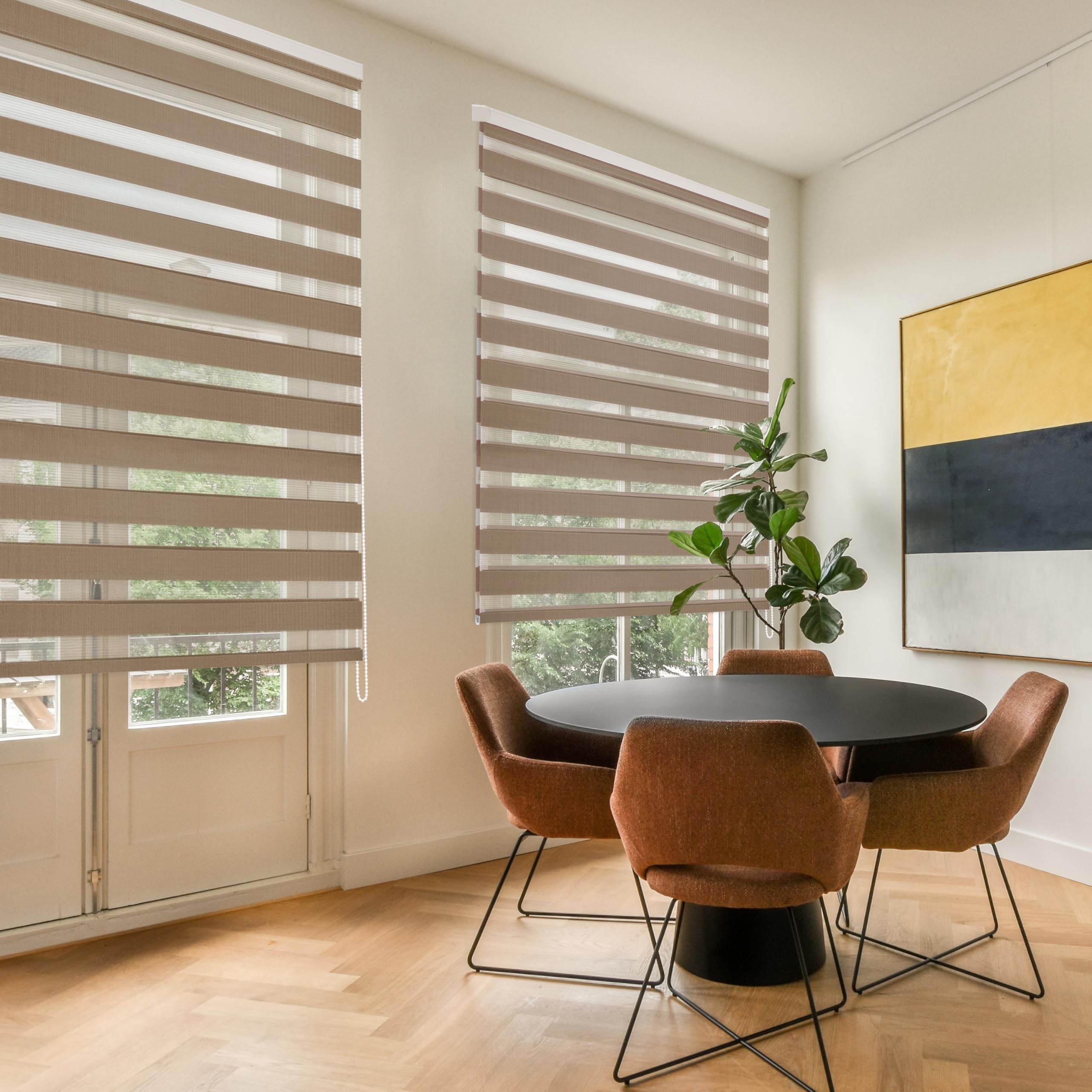 Blindecor Brown - Lira. Doublelayered Roller Blind, Night And Day, 100X180 Cm