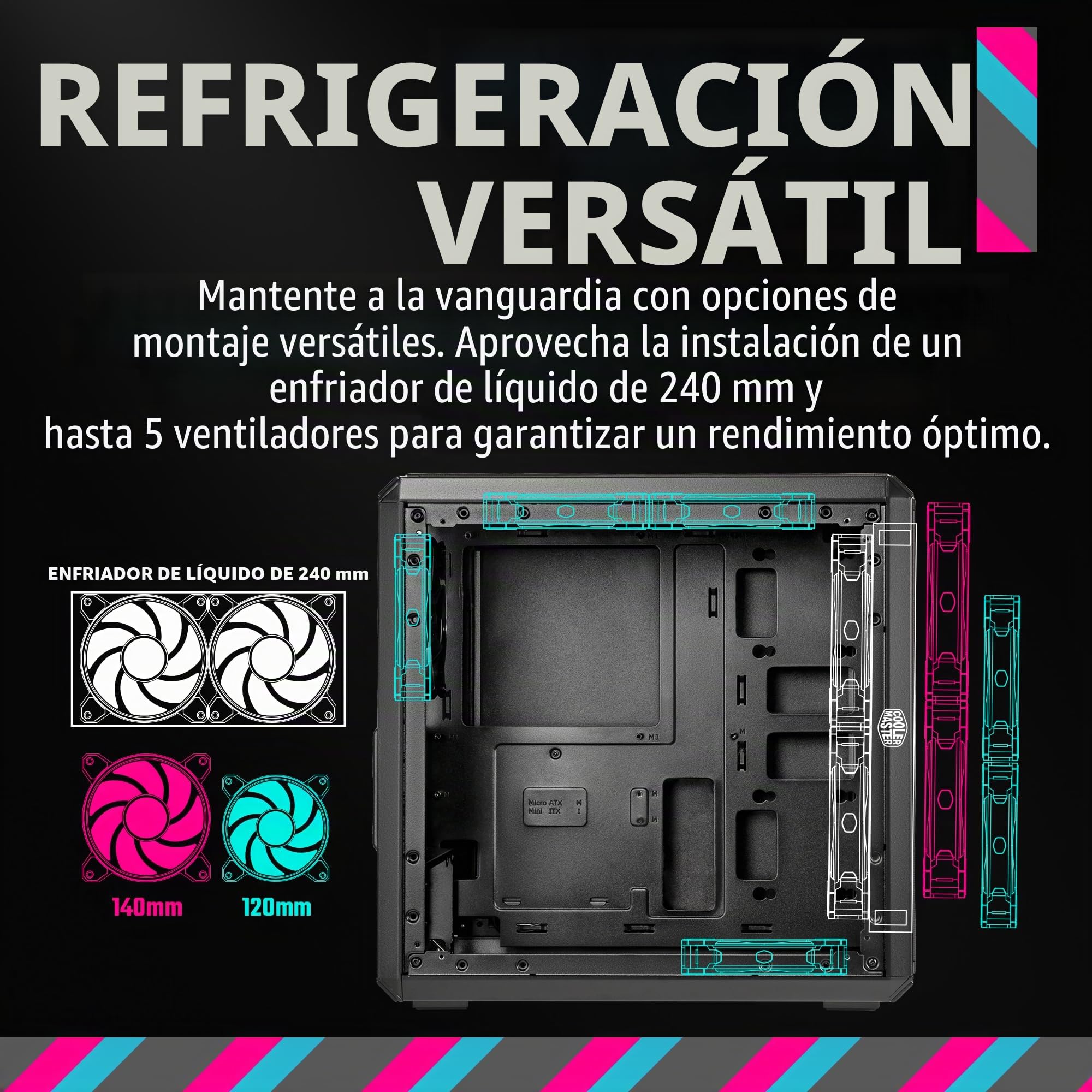 Cooler Master Q300LV2-KGNN-S00 Micro-ATX - Torre con filtro antipolvo, USB 3.2 Gen 2x2 (20 GB), vidrio templado, disipadores de CPU máx. 159 mm, GPU máx. 360 mm, totalmente ventilado