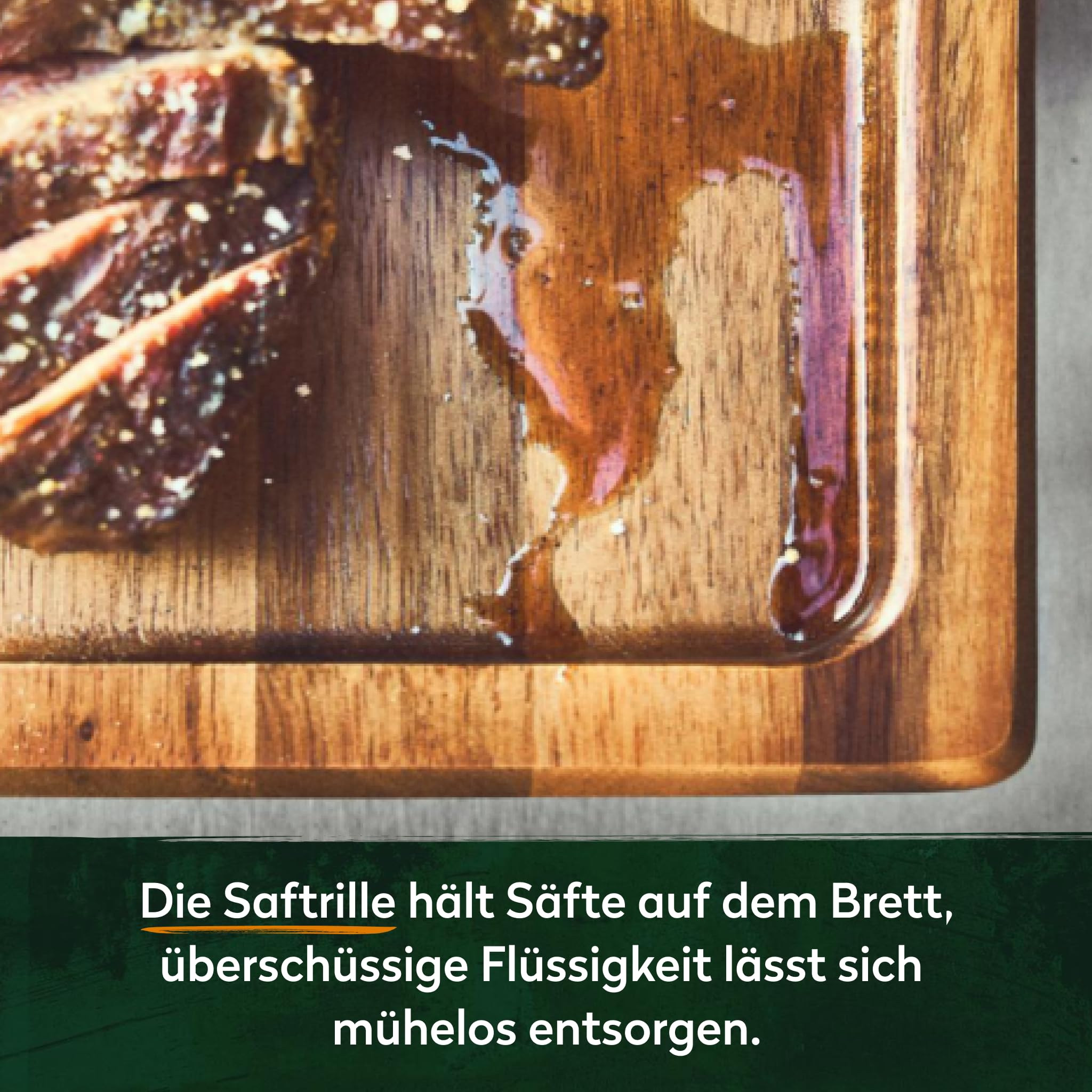 BURNHARD® Schneidebrett aus Akazienholz | extra großes XXL Küchenbrett (52 x 38 cm) mit Saftrille, Griffmulden & rutschfestem Stand