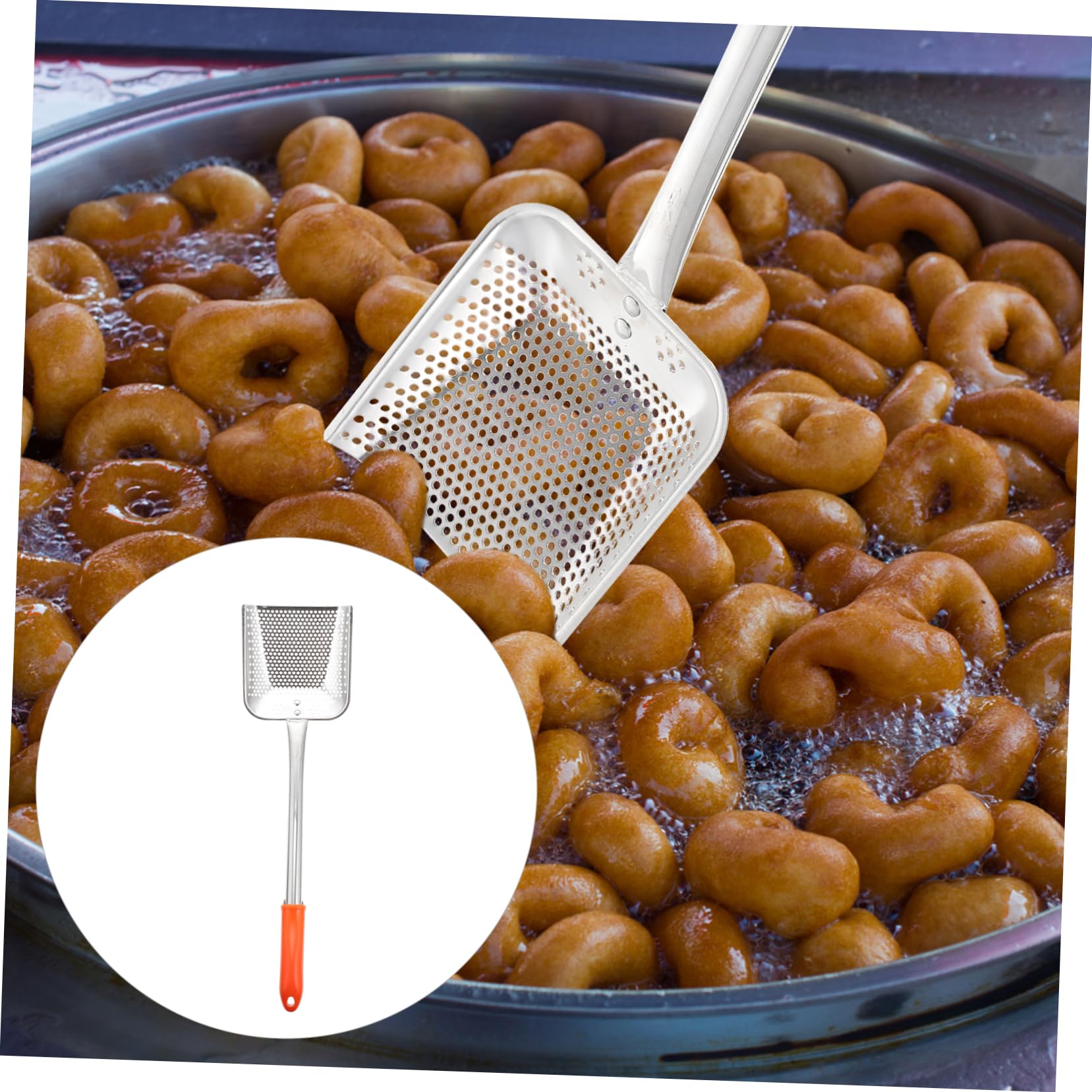 Amosfun 1 pala de aceite colador de metal colador de silicona herramientas para el hogar cocina colador de malla fina skimmer cucharón espátula de pescado ranurado colador de malla colador de cocina