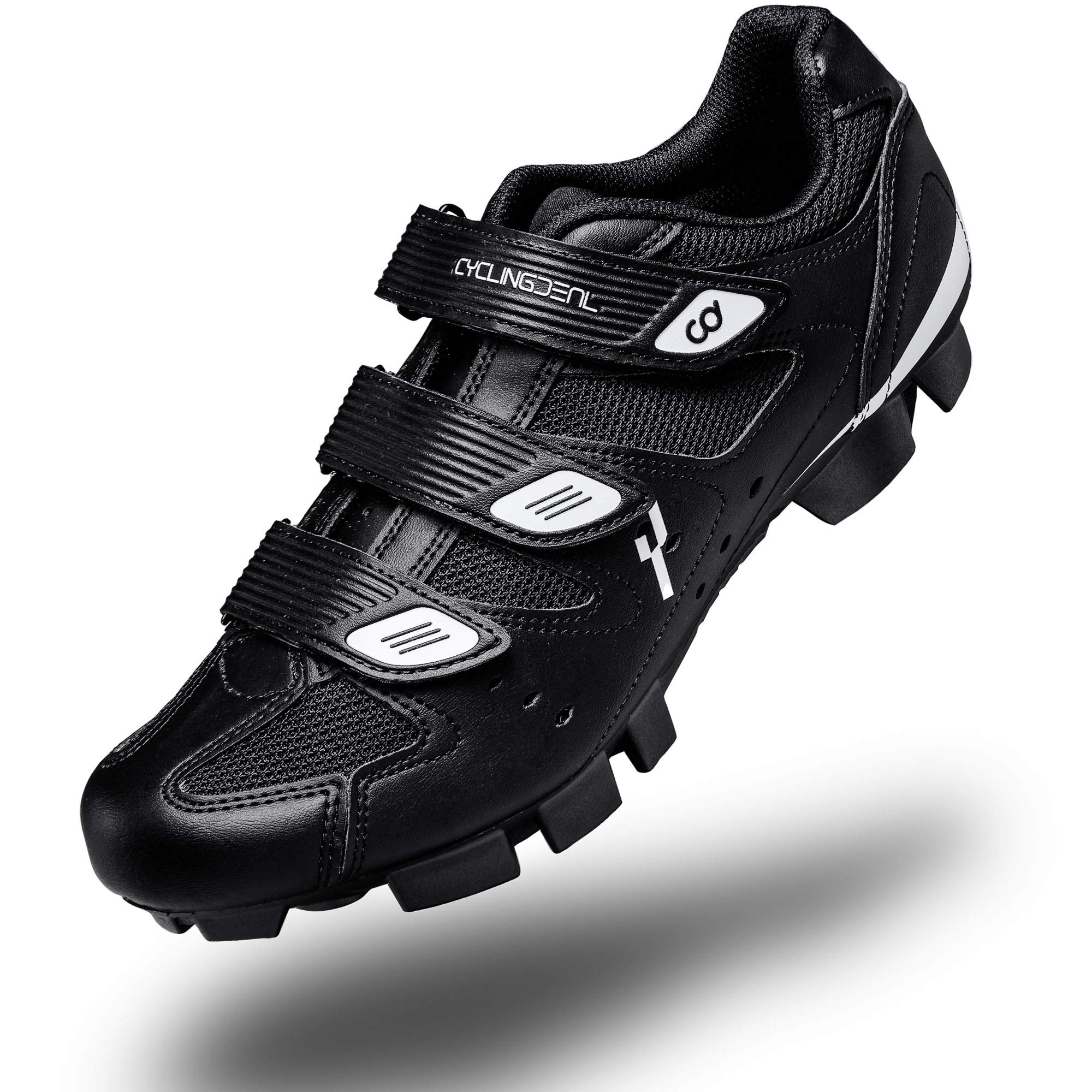 CyclingDeal Mountain Bicycle Bike Men's MTB Cycling Shoes Black Compatible with Shimano SPD and CrankBrothers Cleats | Removable Toe Spikes