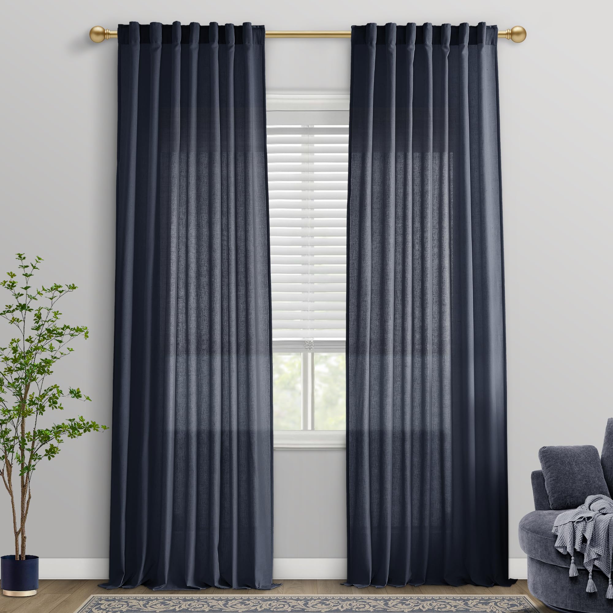Amazon.com: PANELSBURG Navy Blue Nautical Semi Sheer Curtains