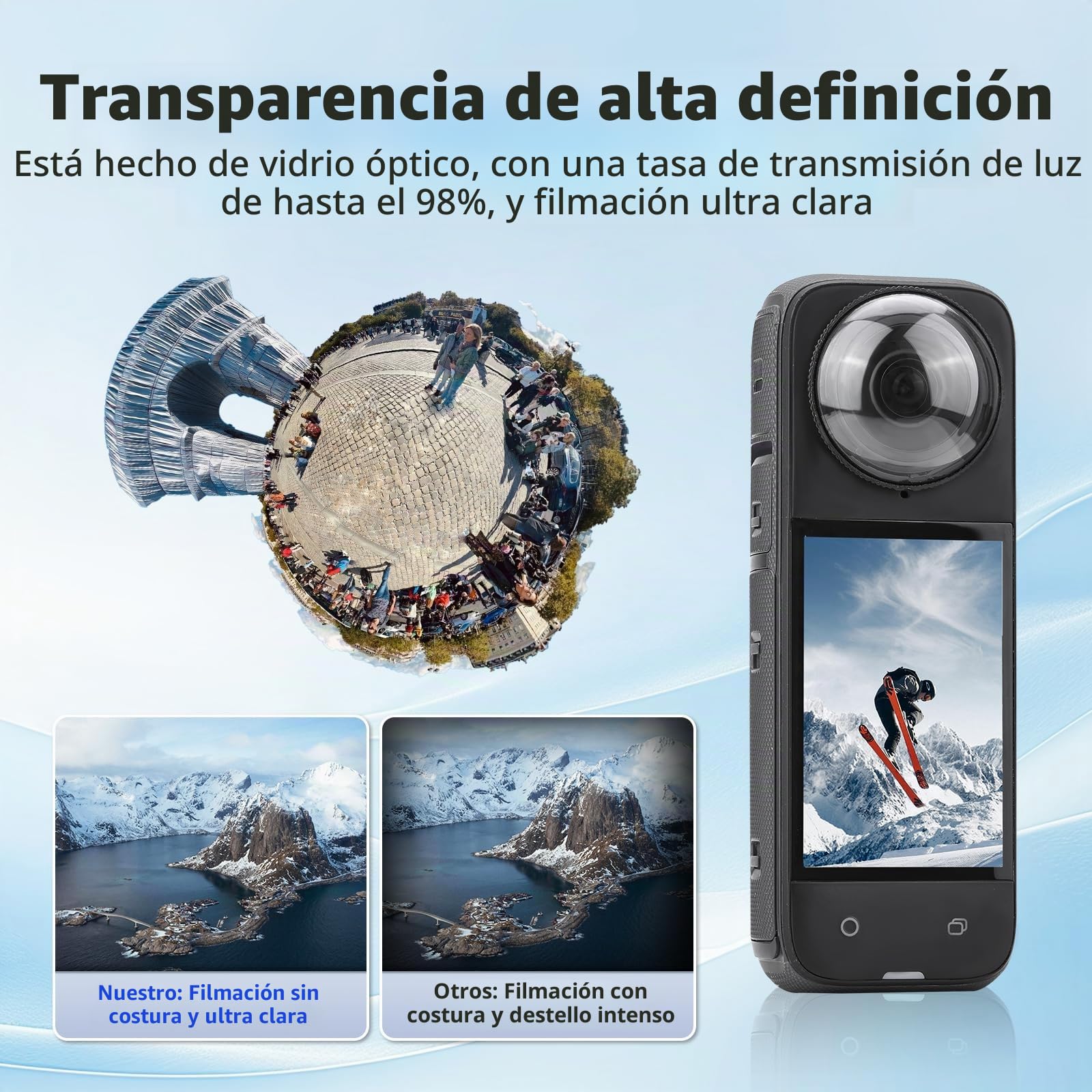 X4 Protector de lente premium para Insta360 X4, protector de lente de vidrio templado de alta transparencia para cámara Insta360 X4, accesorios antiarañazos