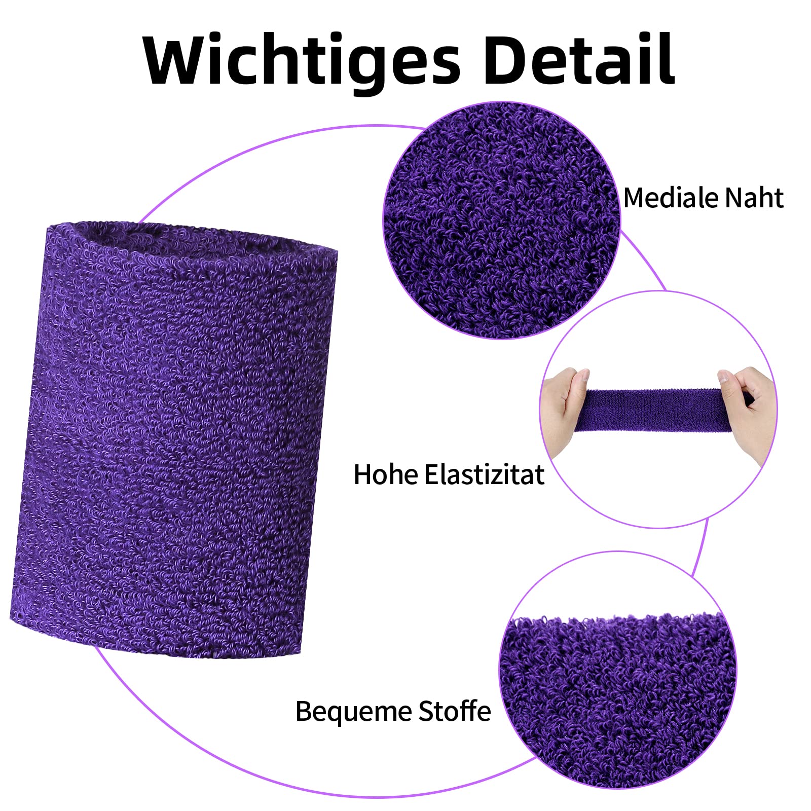 WDFCN 80s 90s Purple Leg Warmers Sweatband Set Purple Stockings Knitted Leg Warmers Running Headband Bracelets for Carnival Dance Aerobics Costume Accessories - Image 3