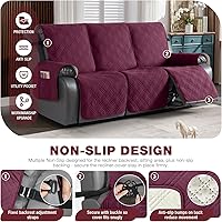Vista 4 de TAOCOCO Funda de sofá reclinable 100% impermeable, funda antideslizante para sofás reclinables con correas elásticas (3 plazas, vino)