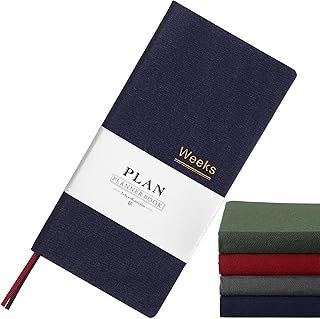 Fuyoooo 1 Pcs Weeks Planner Gift for Christmas, A6 / 3.9x7.4 inch Portable Planner Undated Pocket Size Calendar Year Month Week Mini Slim Notebook Journal Schedule for Traveler Office (Olive Green)