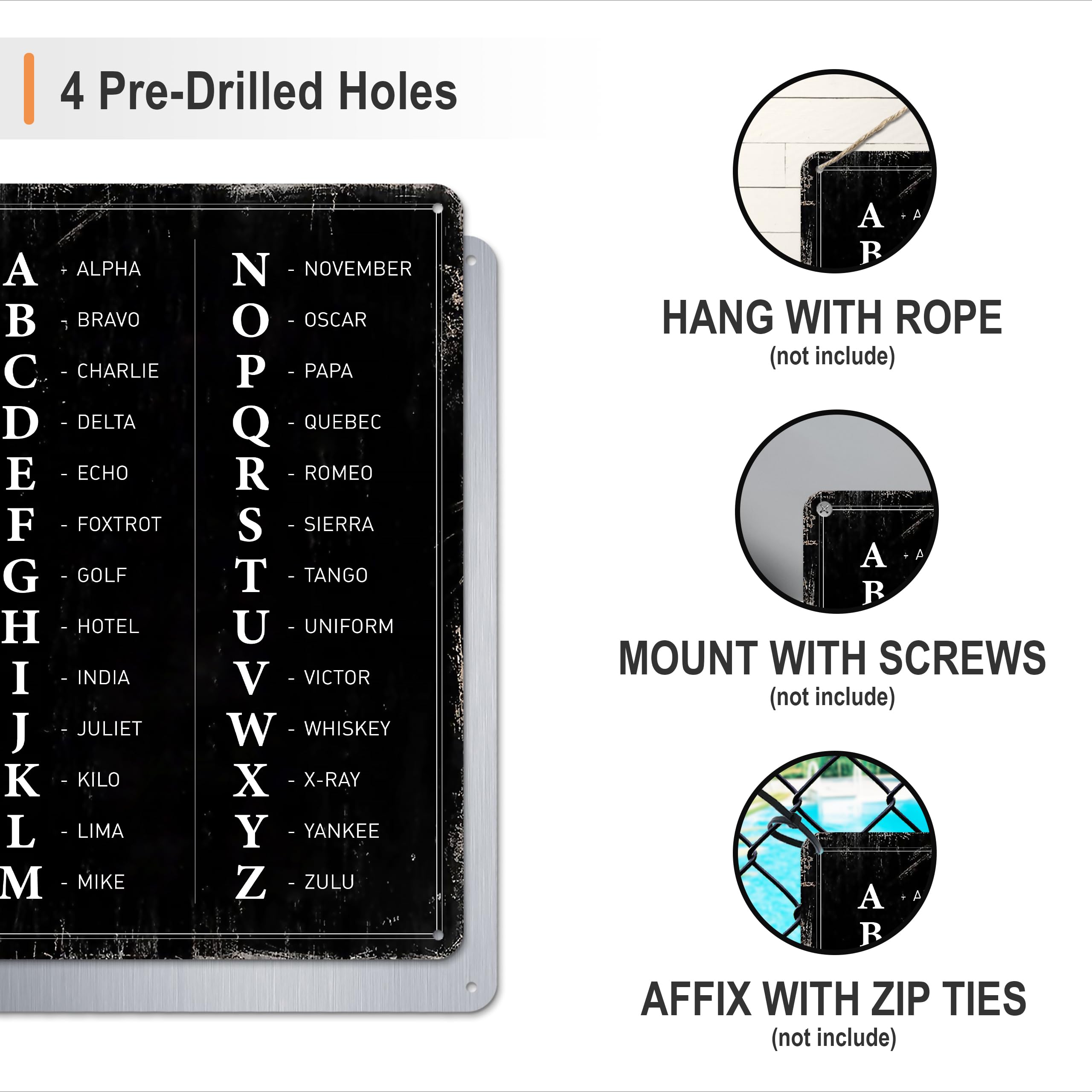 Amazon.com: Phonetic Alphabet Poster - Retro Alpha Zulu Metal Sign